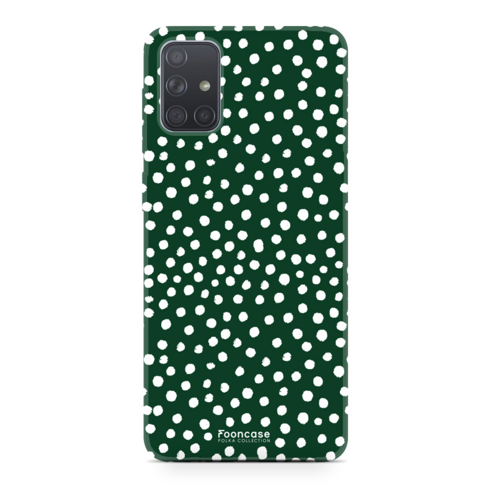 Samsung Galaxy A51 hoesje TPU Soft Case - Back Cover - POLKA / Stipjes / Stippen / Donker Groen