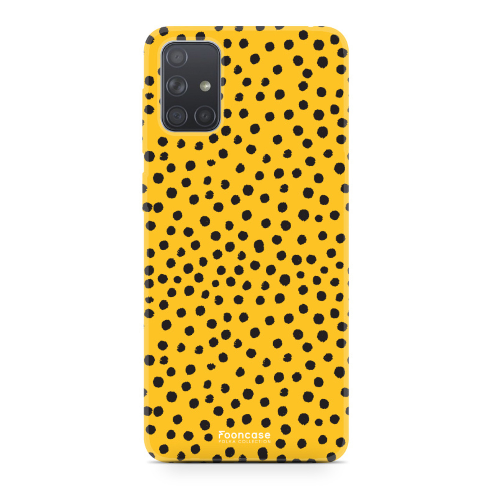 Samsung Galaxy A51 hoesje TPU Soft Case - Back Cover - POLKA / Stipjes / Stippen / Oker Geel