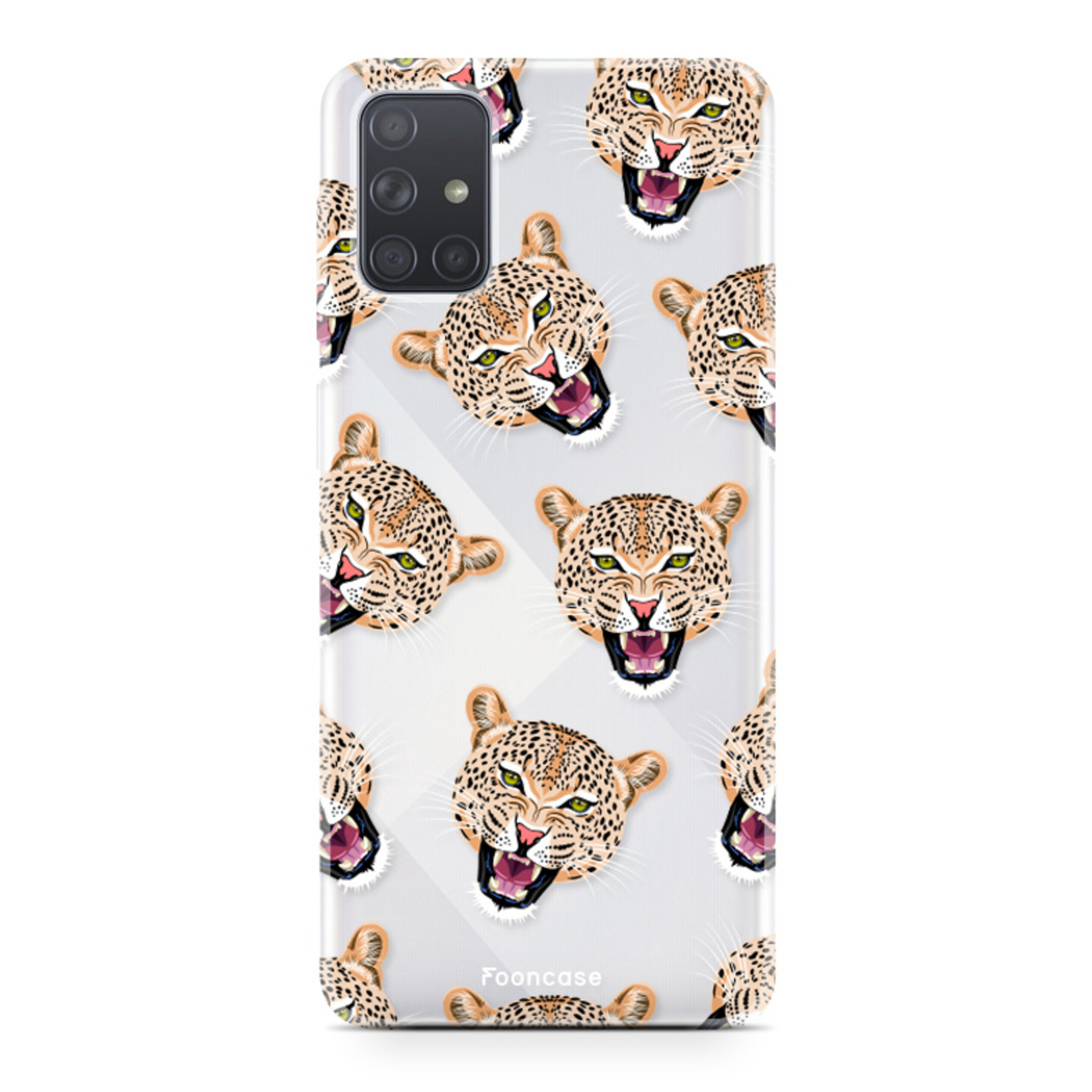Fooncase Hoesje Geschikt voor Samsung Galaxy A71 - Shockproof Case - Back Cover / Soft Case - Cheeky Leopard / Luipaard hoofden