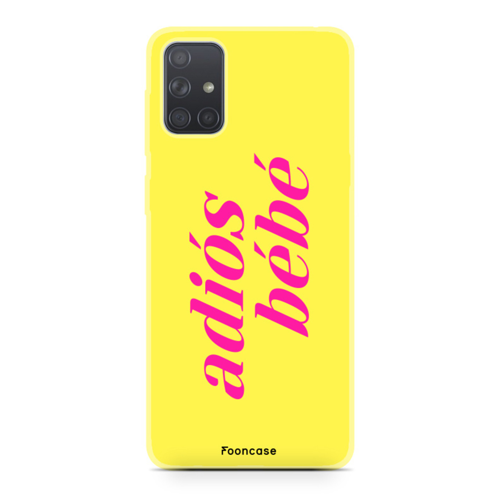 Fooncase Hoesje Geschikt voor Samsung Galaxy A71 - Shockproof Case - Back Cover / Soft Case - Adios Bebe / Geel & Roze