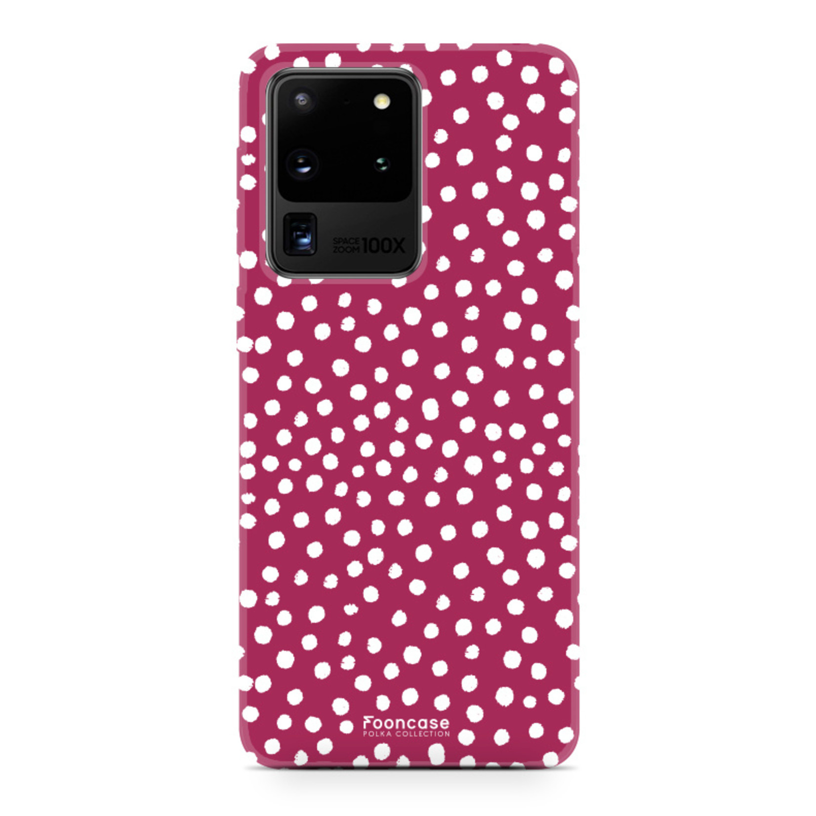 FOONCASE Fooncase Hoesje Geschikt voor Samsung Galaxy S20 Ultra - Shockproof Case - Back Cover / Soft Case - POLKA / Stipjes / Stippen / Rood