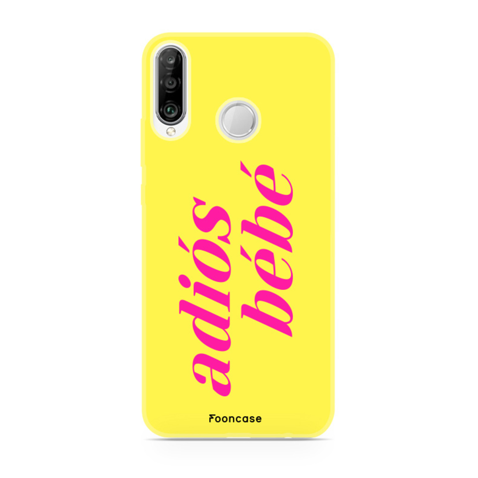 FOONCASE Fooncase Hoesje Geschikt voor Huawei P30 Lite - Shockproof Case - Back Cover / Soft Case - Adios Bebe / Geel & Roze