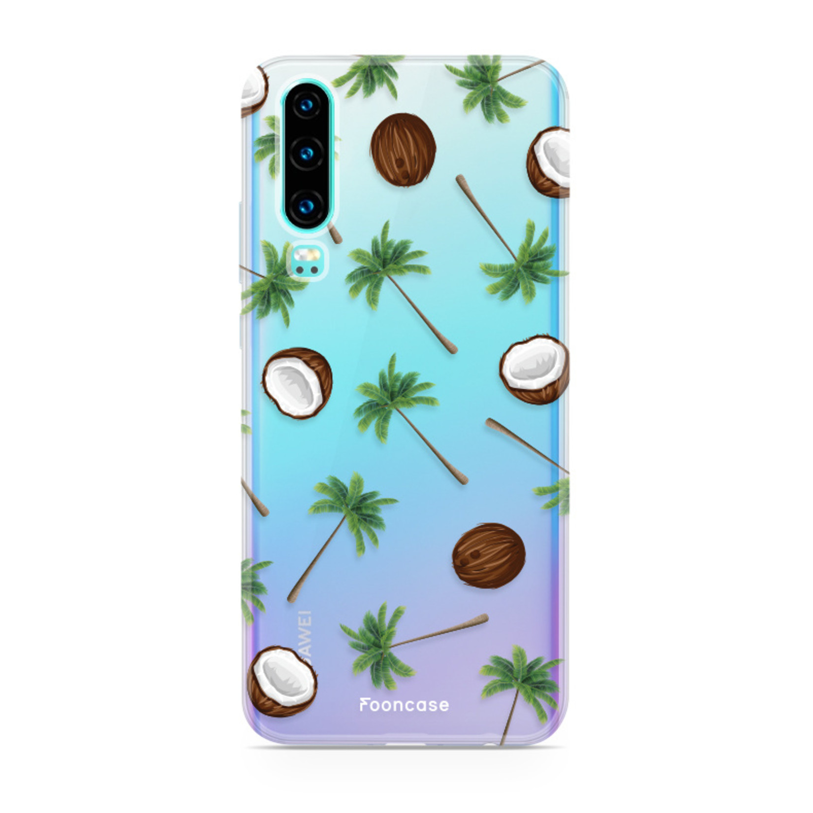 FOONCASE Fooncase Hoesje Geschikt voor Huawei P30 - Shockproof Case - Back Cover / Soft Case - Coco Paradise / Kokosnoot / Palmboom