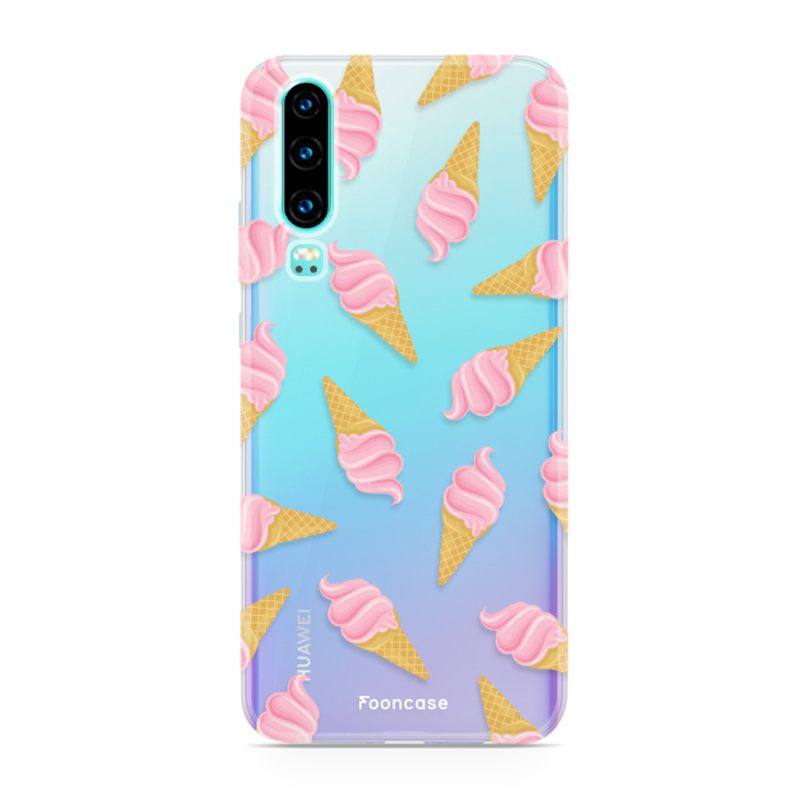 FOONCASE Fooncase Hoesje Geschikt voor Huawei P30 - Shockproof Case - Back Cover / Soft Case - Ice Ice Baby / Ijsjes / Roze ijsjes
