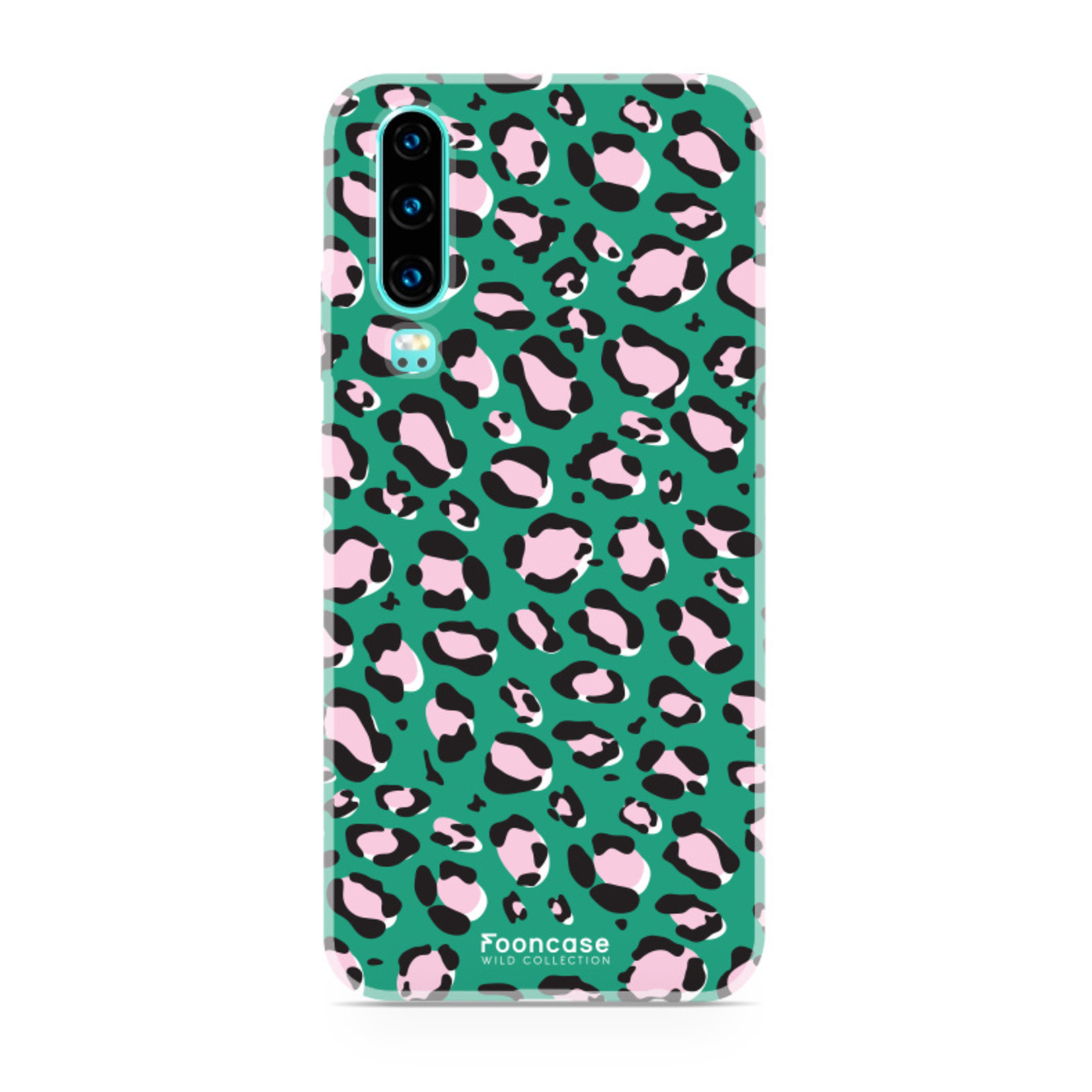 FOONCASE Huawei P30 hoesje TPU Soft Case - Back Cover - Luipaard / Leopard print / Groen