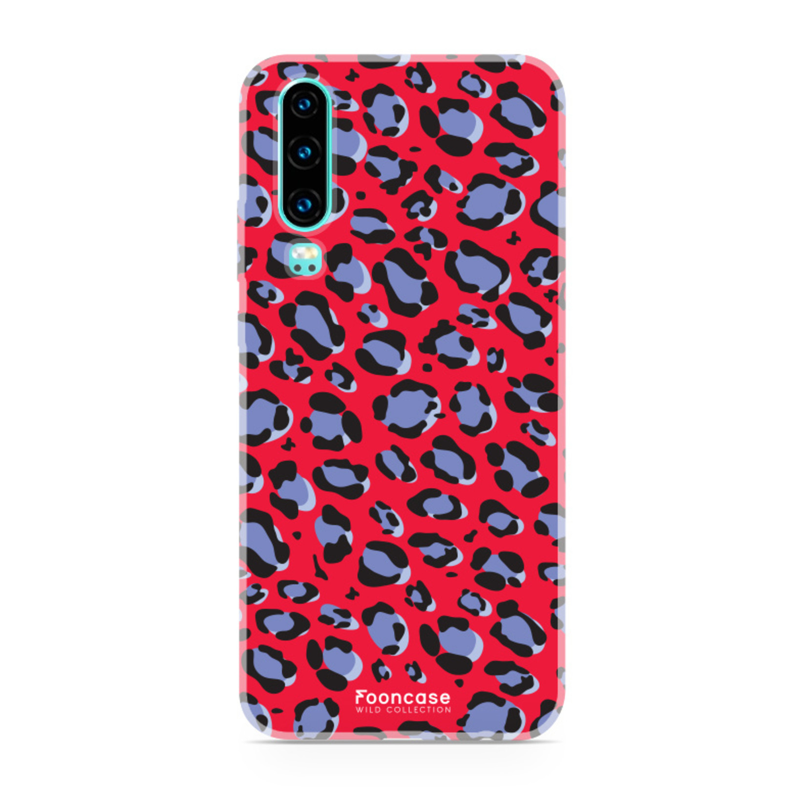 FOONCASE Huawei P30 hoesje TPU Soft Case - Back Cover - Luipaard / Leopard print / Rood