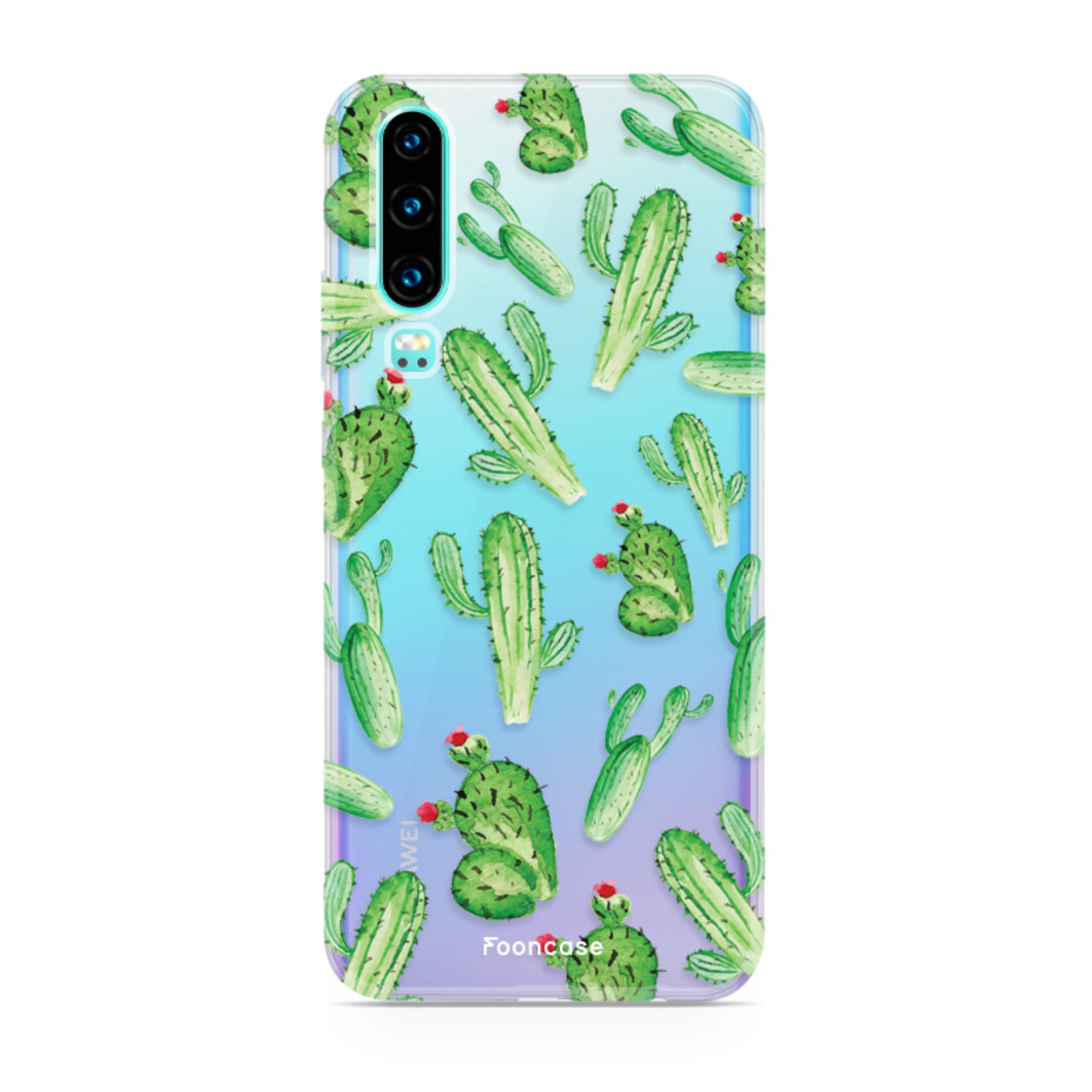 FOONCASE Fooncase Hoesje Geschikt voor Huawei P30 - Shockproof Case - Back Cover / Soft Case - Cactus