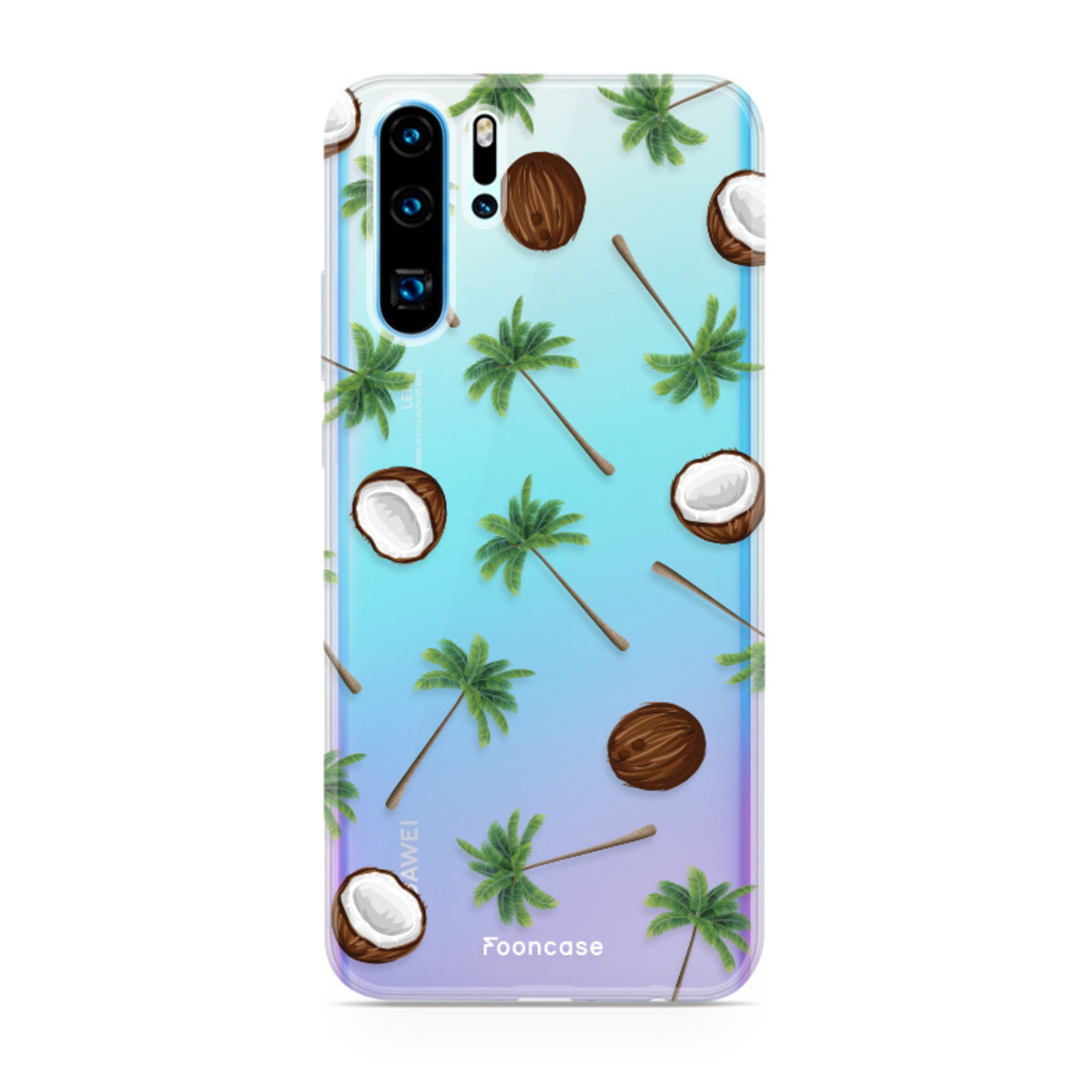 FOONCASE Fooncase Hoesje Geschikt voor Huawei P30 Pro - Shockproof Case - Back Cover / Soft Case - Coco Paradise / Kokosnoot / Palmboom