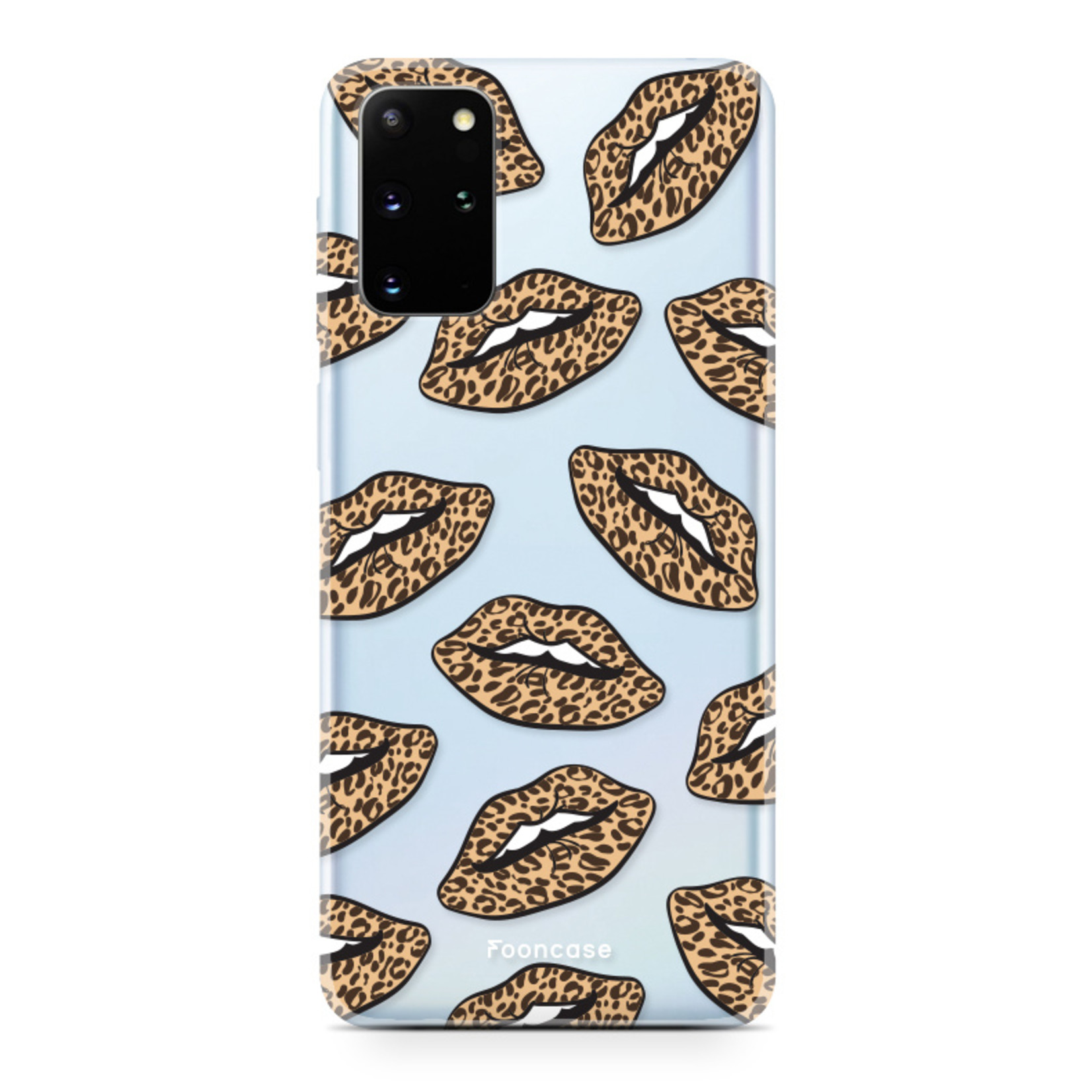 FOONCASE Samsung Galaxy S20 Plus hoesje TPU Soft Case - Back Cover - Rebell Leopard Lips (leopard lippen)