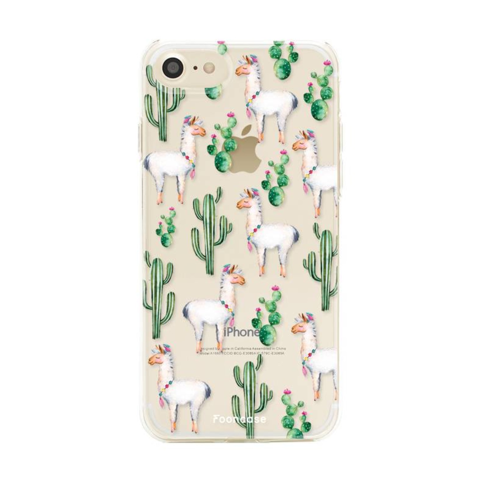 FOONCASE Fooncase Hoesje Geschikt voor iPhone SE (2020) - Shockproof Case - Back Cover / Soft Case - Alpaca / Lama