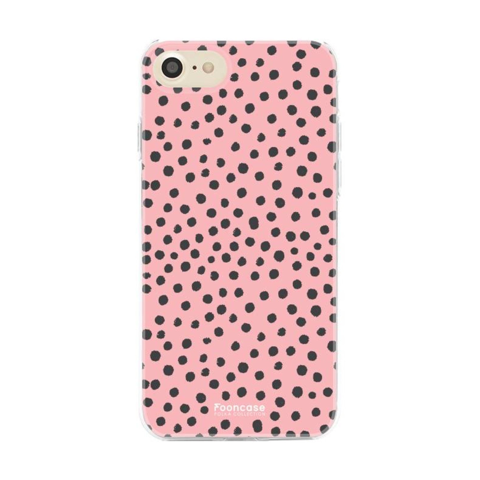 FOONCASE Fooncase Hoesje Geschikt voor iPhone SE (2020) - Shockproof Case - Back Cover / Soft Case - POLKA / Stipjes / Stippen / Roze