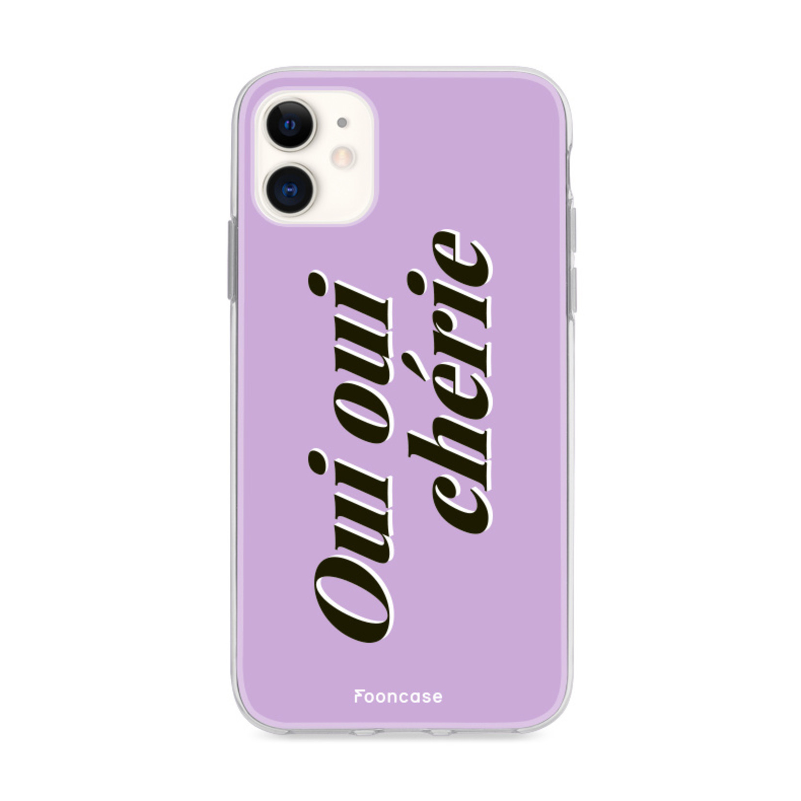 FOONCASE iPhone 11 hoesje TPU Soft Case - Back Cover - Oui Oui Chérie / Lila Paars & Wit