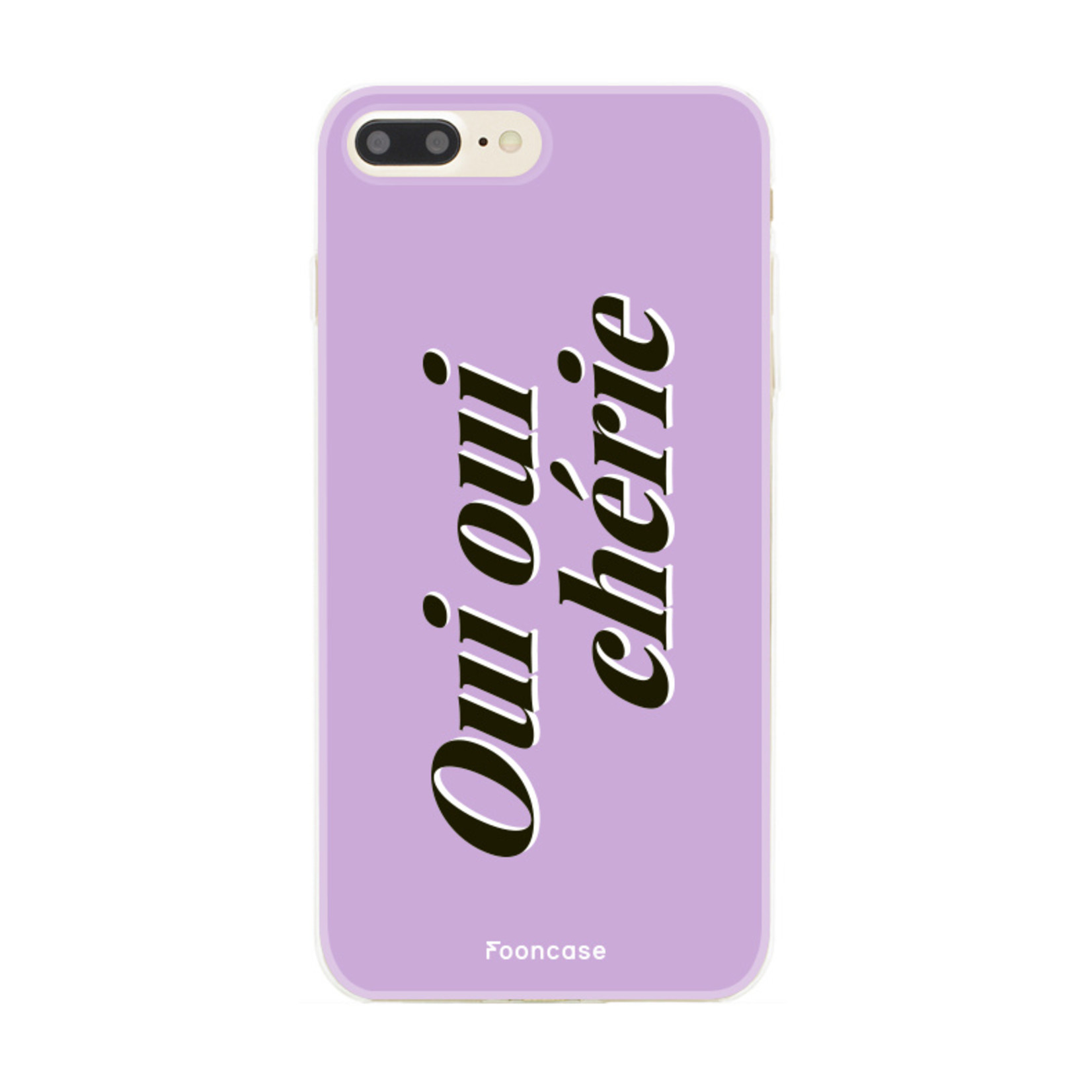 FOONCASE iPhone 8 Plus hoesje TPU Soft Case - Back Cover - Oui Oui Chérie / Lila Paars & Wit