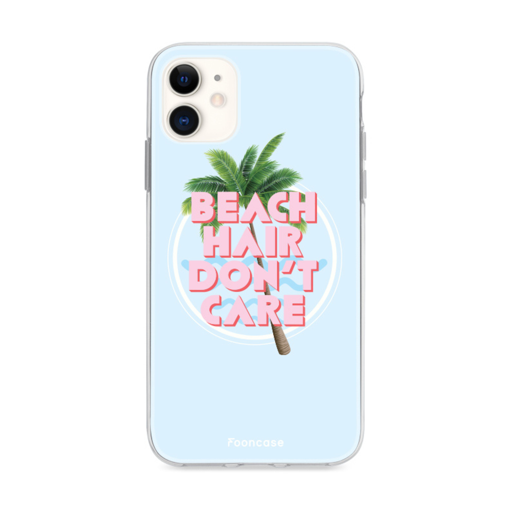 FOONCASE iPhone 11 hoesje TPU Soft Case - Back Cover - Beach Hair Don't Care / Blauw & Roze