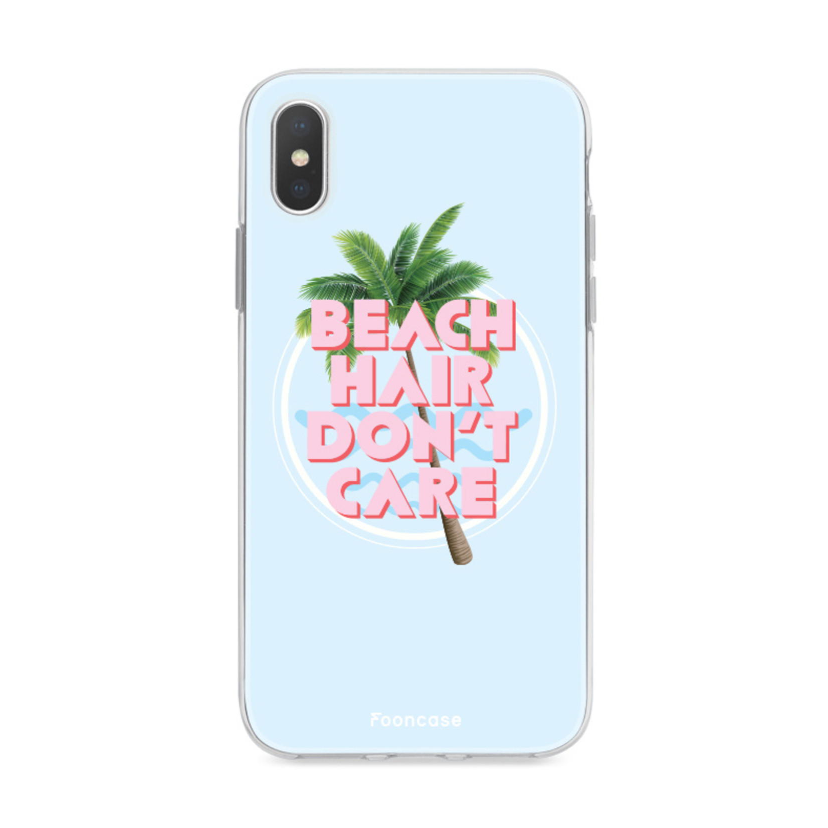 FOONCASE iPhone X hoesje TPU Soft Case - Back Cover - Beach Hair Don't Care / Blauw & Roze