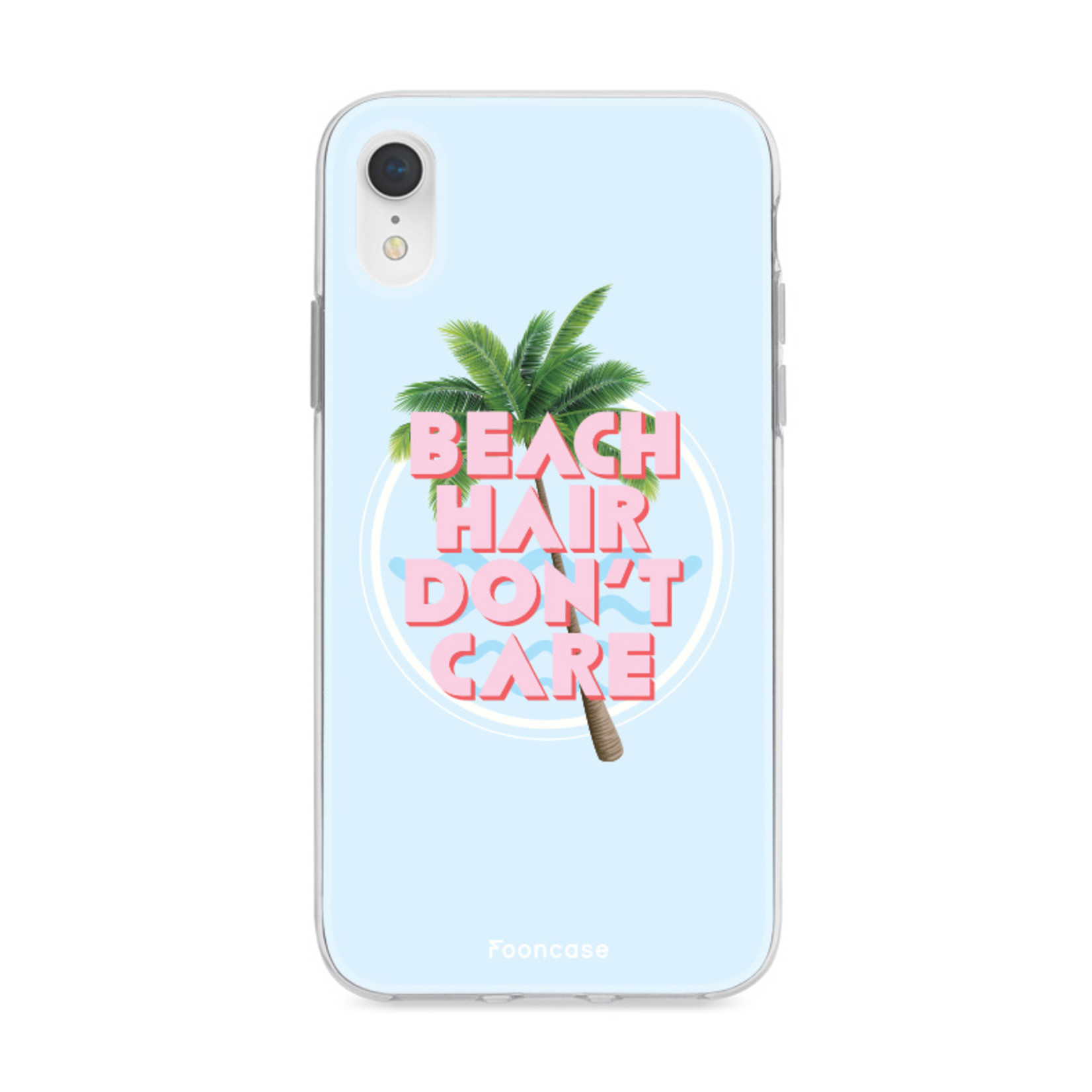 FOONCASE Fooncase Hoesje Geschikt voor iPhone XR - Shockproof Case - Back Cover / Soft Case - Beach Hair Don't Care / Blauw & Roze