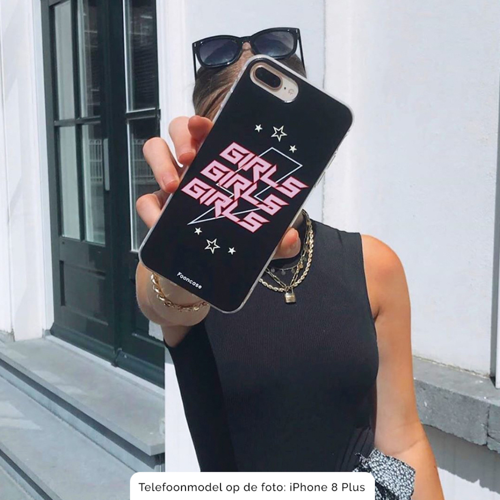 Fooncase Hoesje Geschikt voor iPhone XS Max - Shockproof Case - Back Cover / Soft Case - Rebell Girls (sterretjes bliksem girls)