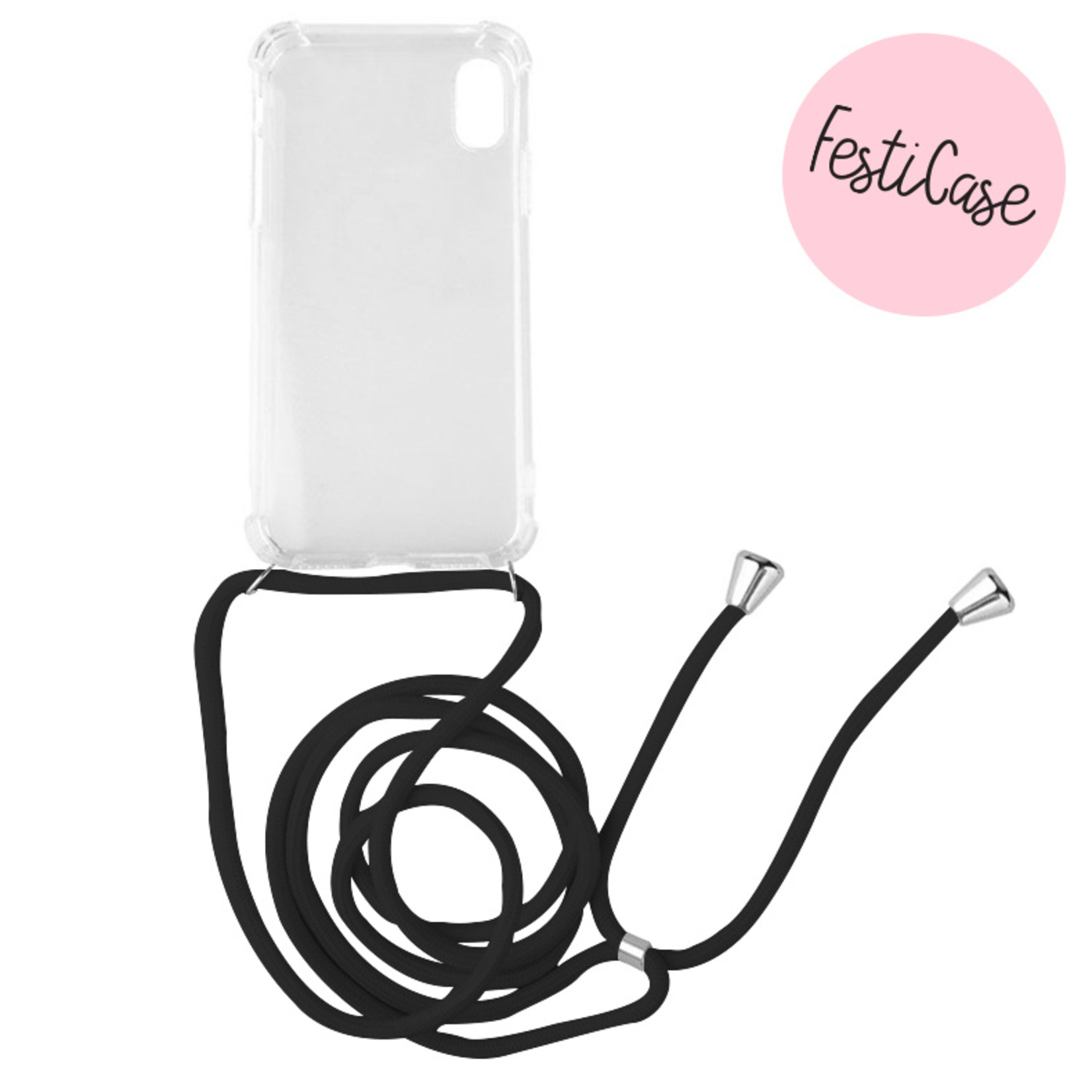 FOONCASE Iphone XR - Festicase Black (Phone case with cord)