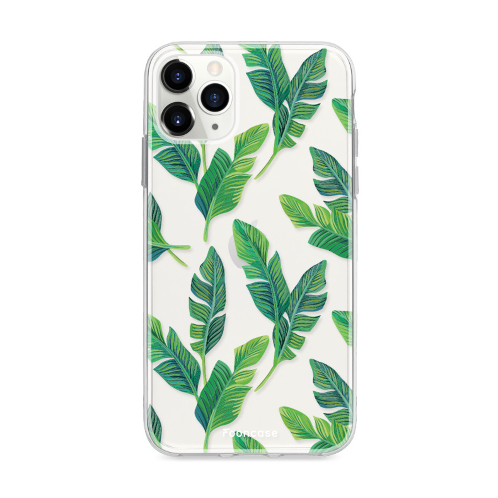 FOONCASE Fooncase Hoesje Geschikt voor iPhone 12 Pro Max - Shockproof Case - Back Cover / Soft Case - Banana leaves / Bananen bladeren