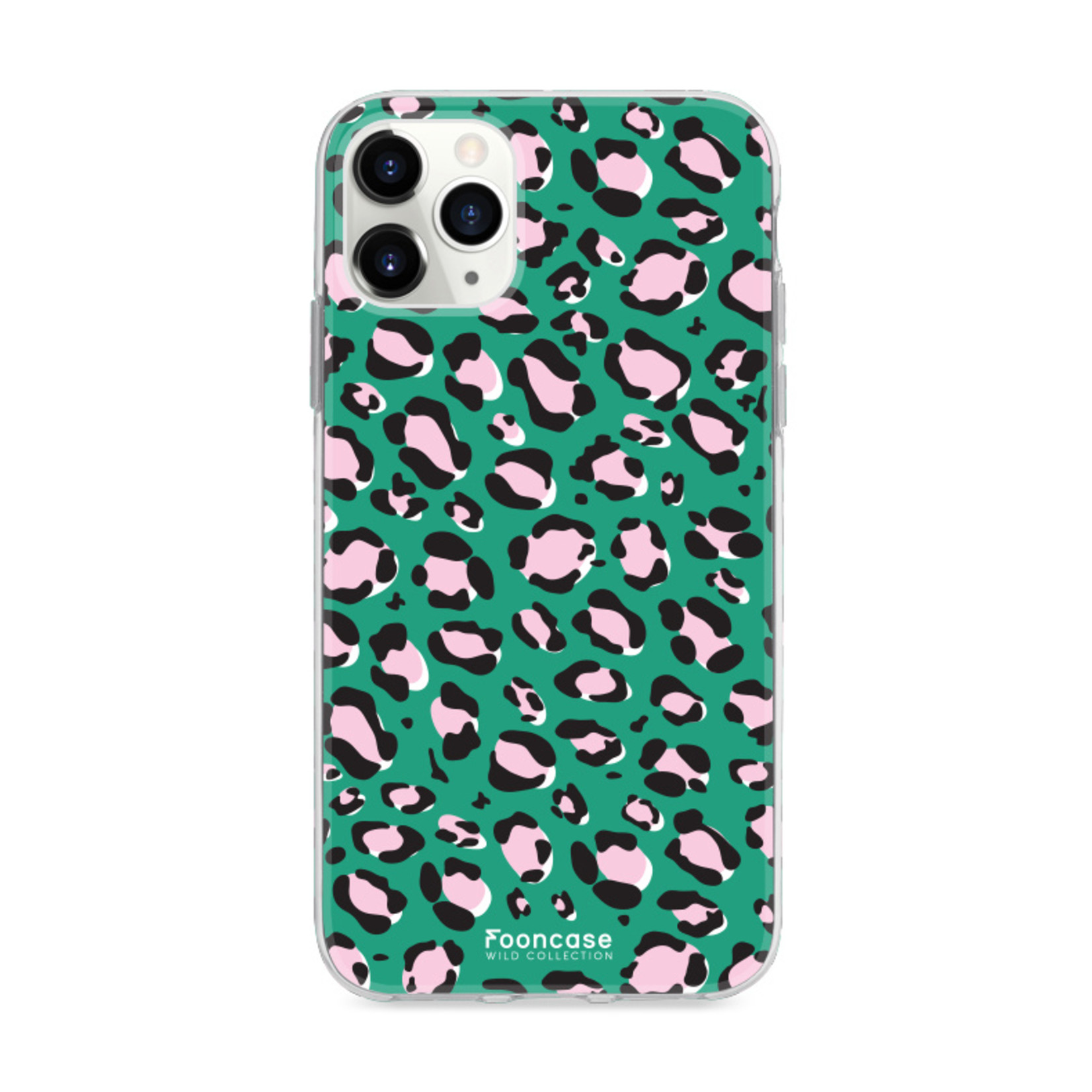 FOONCASE Fooncase Hoesje Geschikt voor iPhone 12 Pro Max - Shockproof Case - Back Cover / Soft Case - Luipaard / Leopard print / Groen