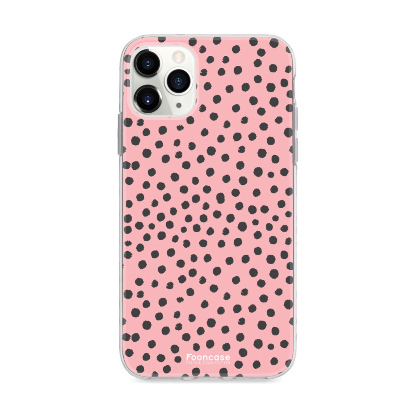 FOONCASE iPhone 12 Pro Max hoesje TPU Soft Case - Back Cover - POLKA / Stipjes / Stippen / Roze