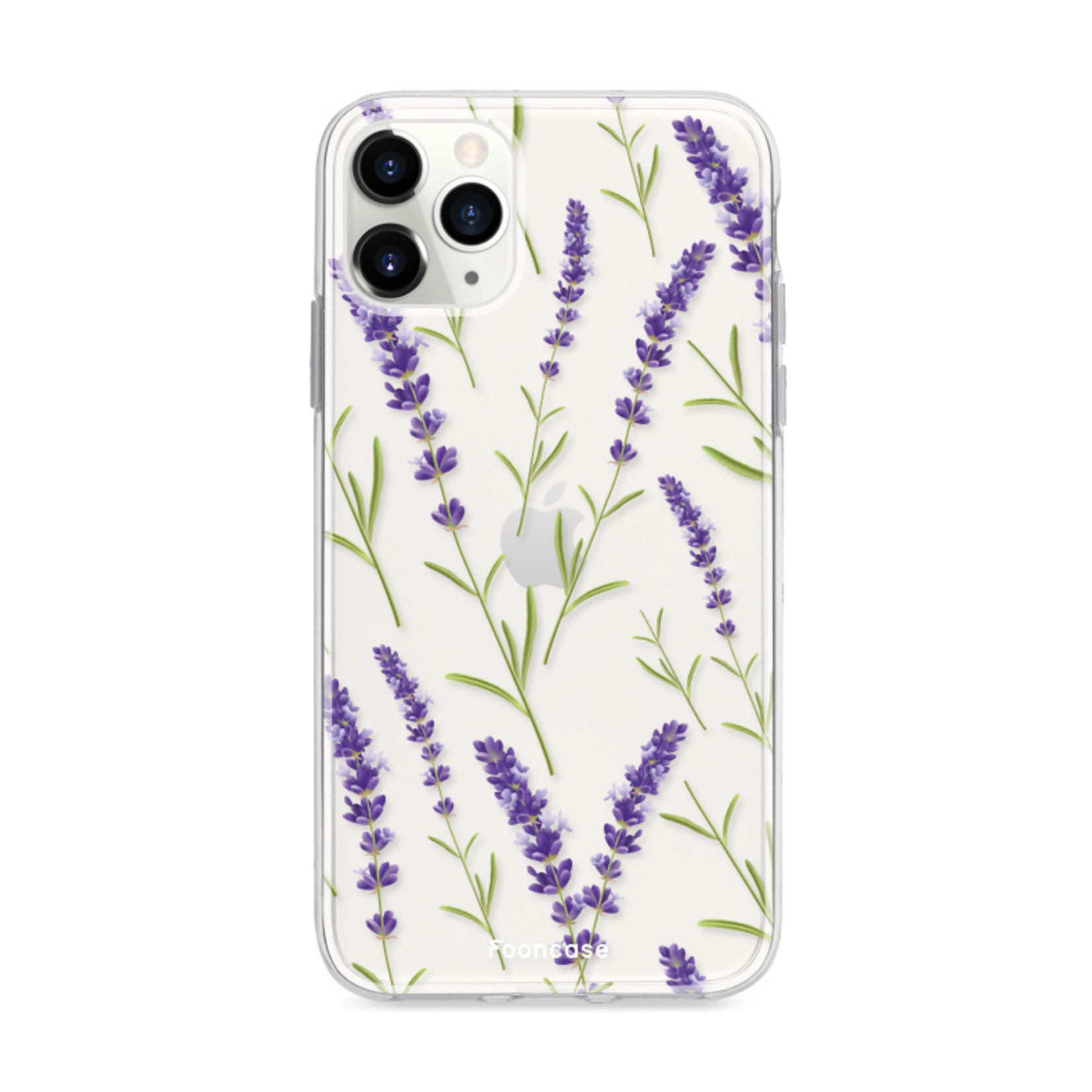 FOONCASE Fooncase Hoesje Geschikt voor iPhone 12 Pro - Shockproof Case - Back Cover / Soft Case - Purple Flower / Paarse bloemen
