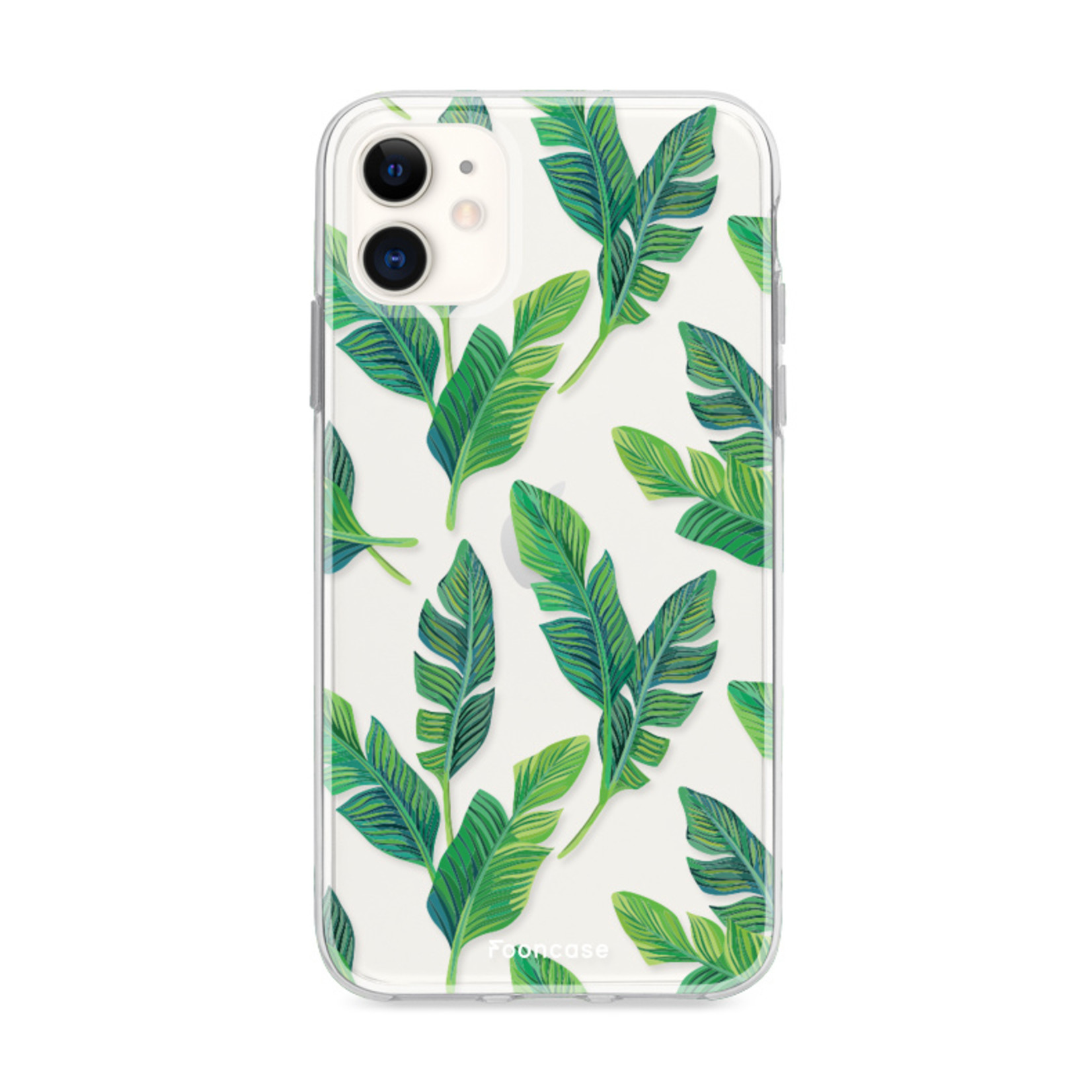 FOONCASE iPhone 12 hoesje TPU Soft Case - Back Cover - Banana leaves / Bananen bladeren