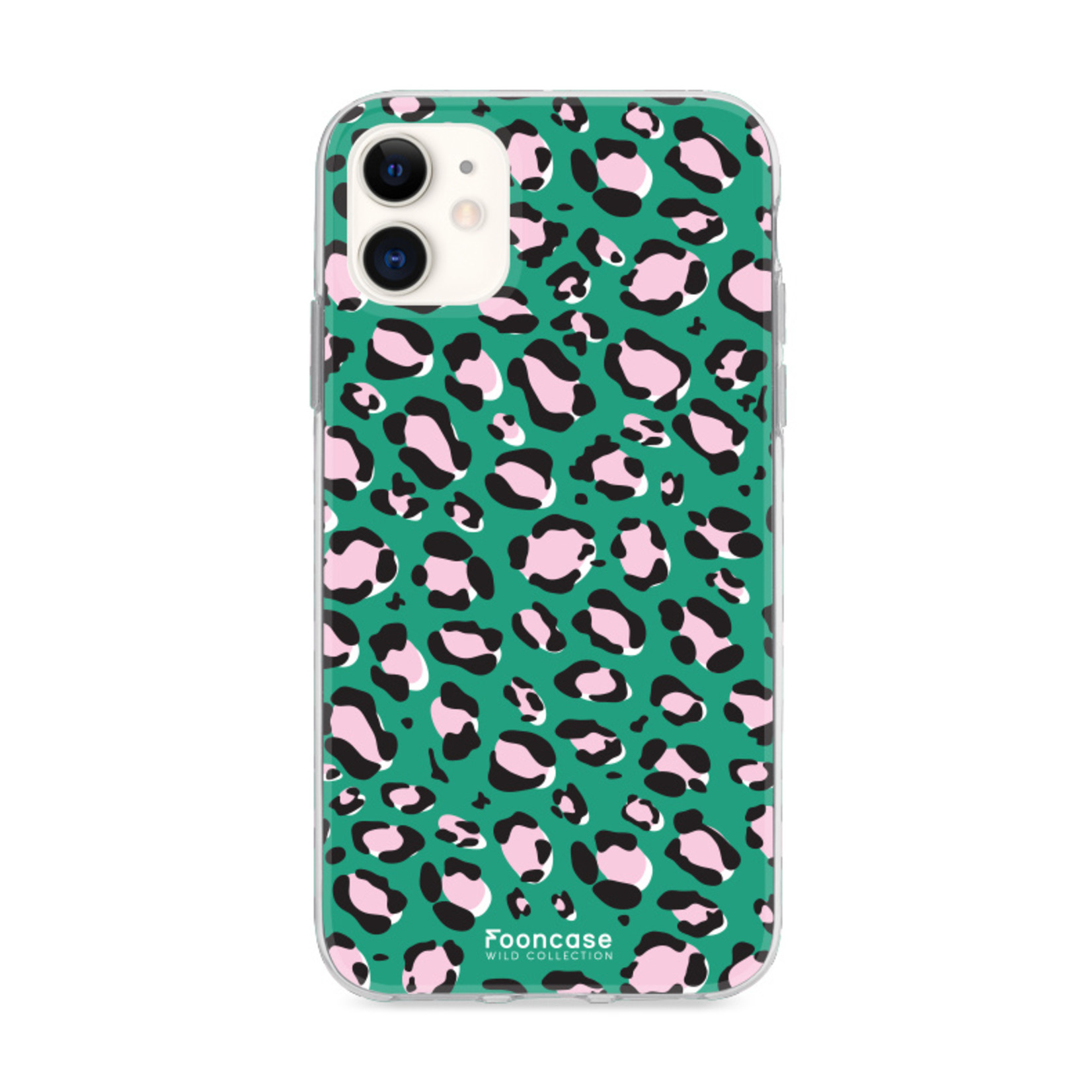 FOONCASE iPhone 12 hoesje TPU Soft Case - Back Cover - Luipaard / Leopard print / Groen