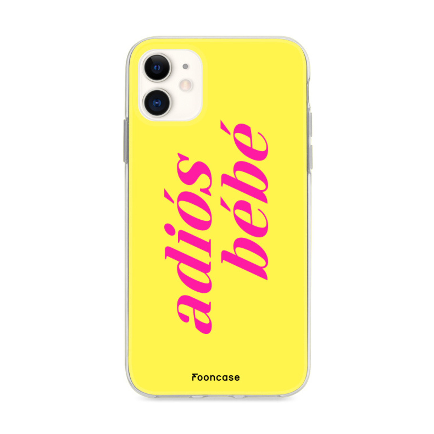FOONCASE iPhone 12 hoesje TPU Soft Case - Back Cover - Adios Bebe / Geel & Roze