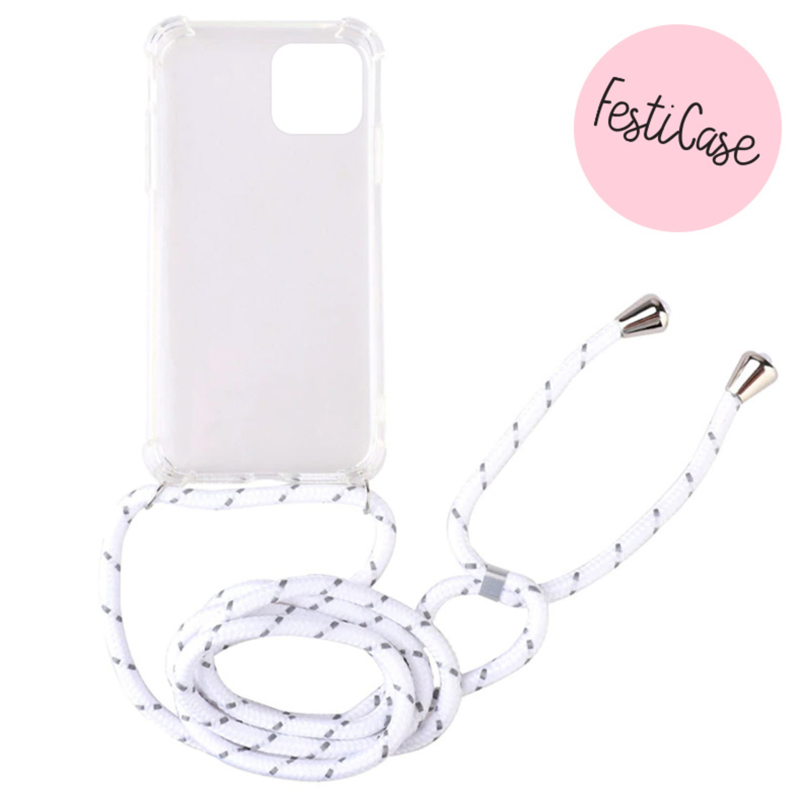 FOONCASE FESTICASE iPhone 12 Telefoonhoesje met koord (Wit) TPU Soft Case - Transparant