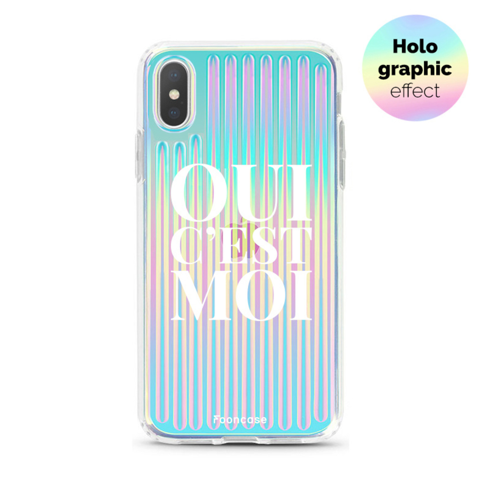 FOONCASE iPhone XS Max hoesje - TPU Hard Case - Holografisch effect - Back Cover - Oui C'est Moi (Holographic)