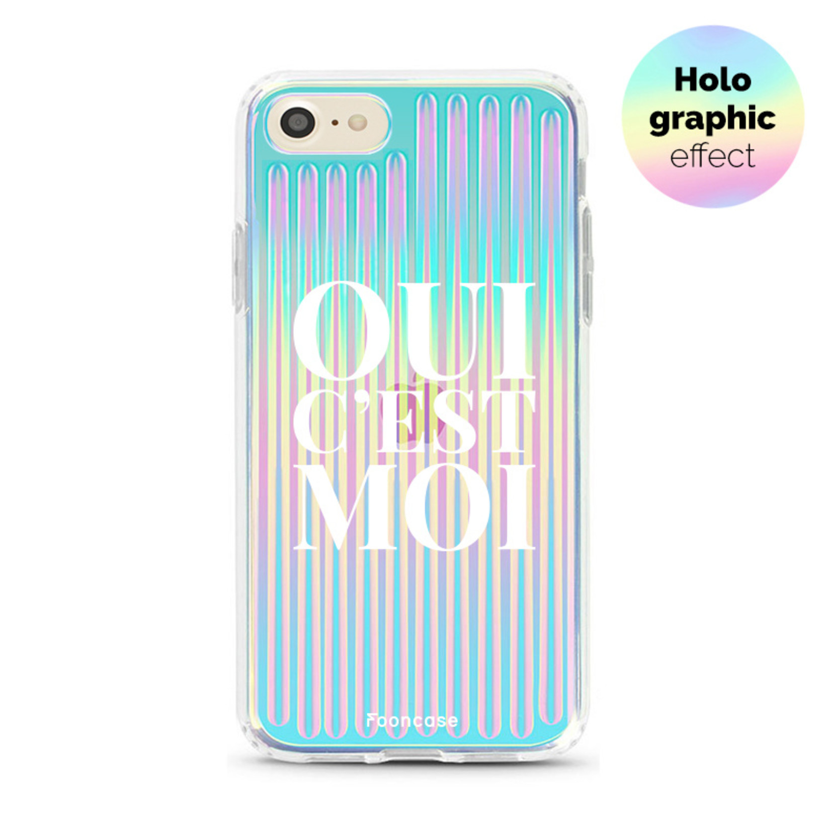 FOONCASE iPhone SE (2020) hoesje - TPU Hard Case - Holografisch effect - Back Cover - Oui C'est Moi (Holographic)