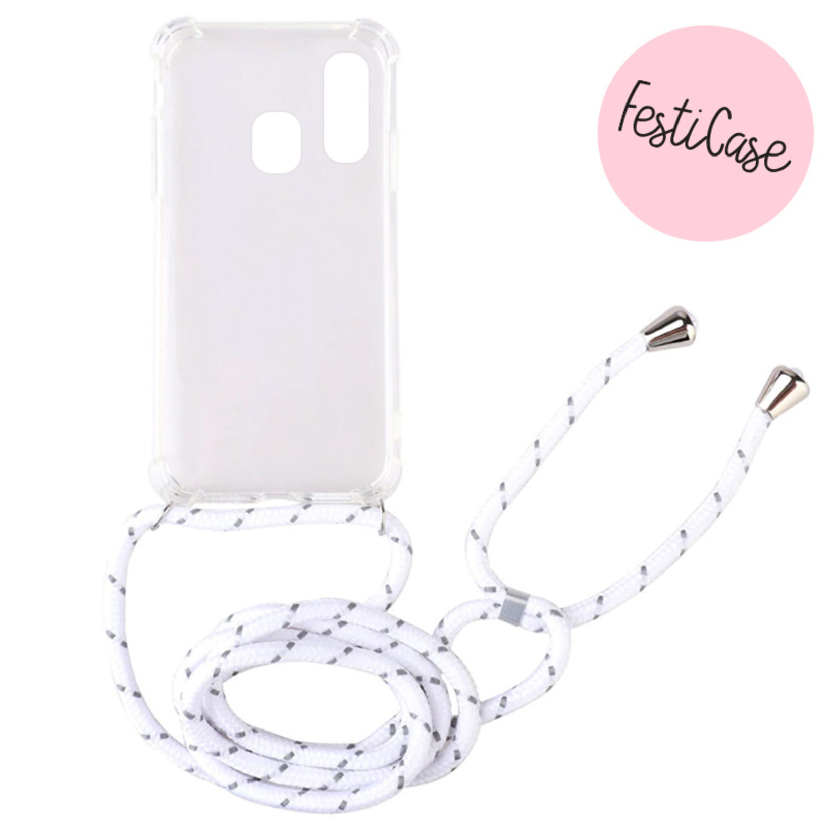 FOONCASE Samsung Galaxy A40 - Festicase White (Phone case with cord)