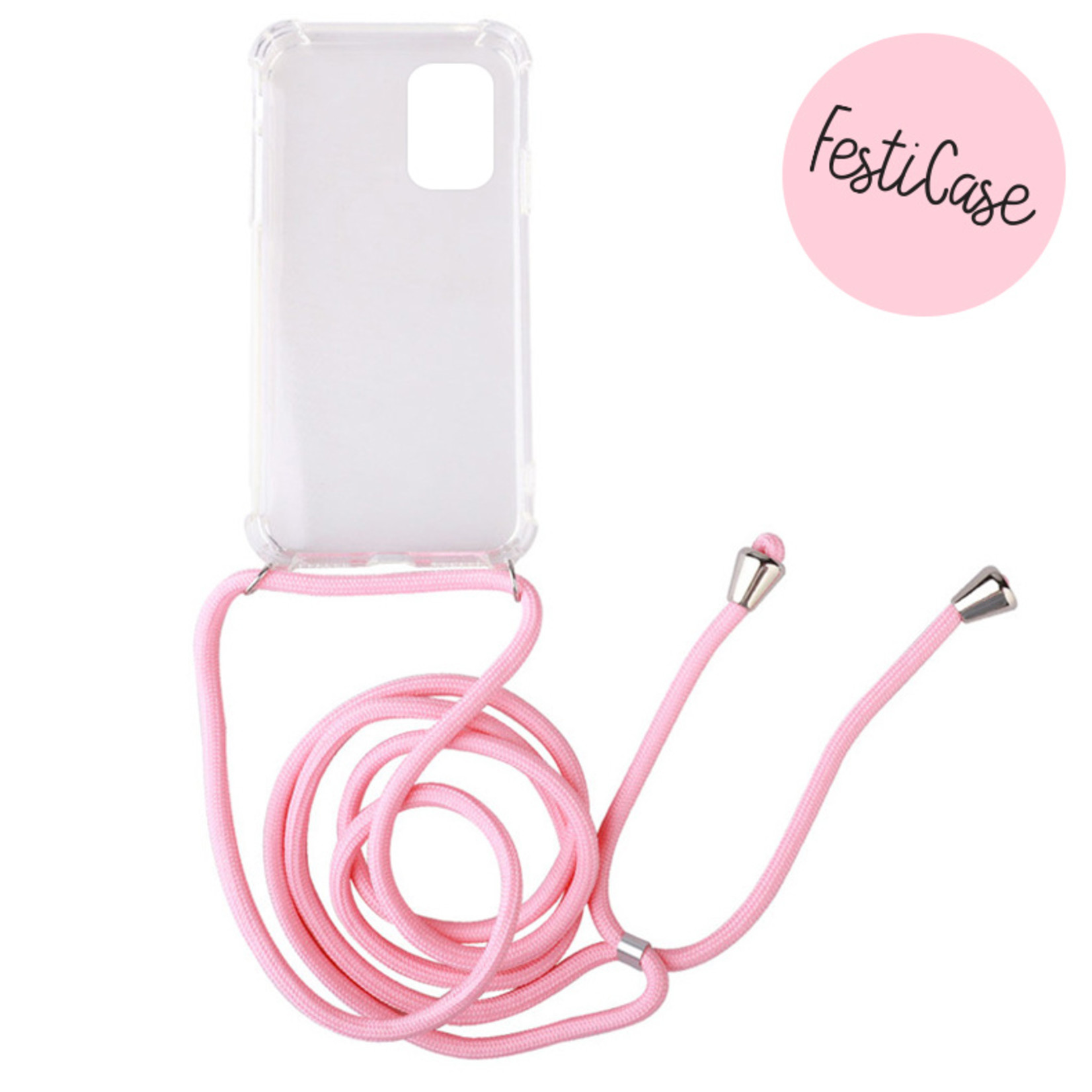 FOONCASE Samsung Galaxy A51 - Festicase Rosa (Hülle mit Band)