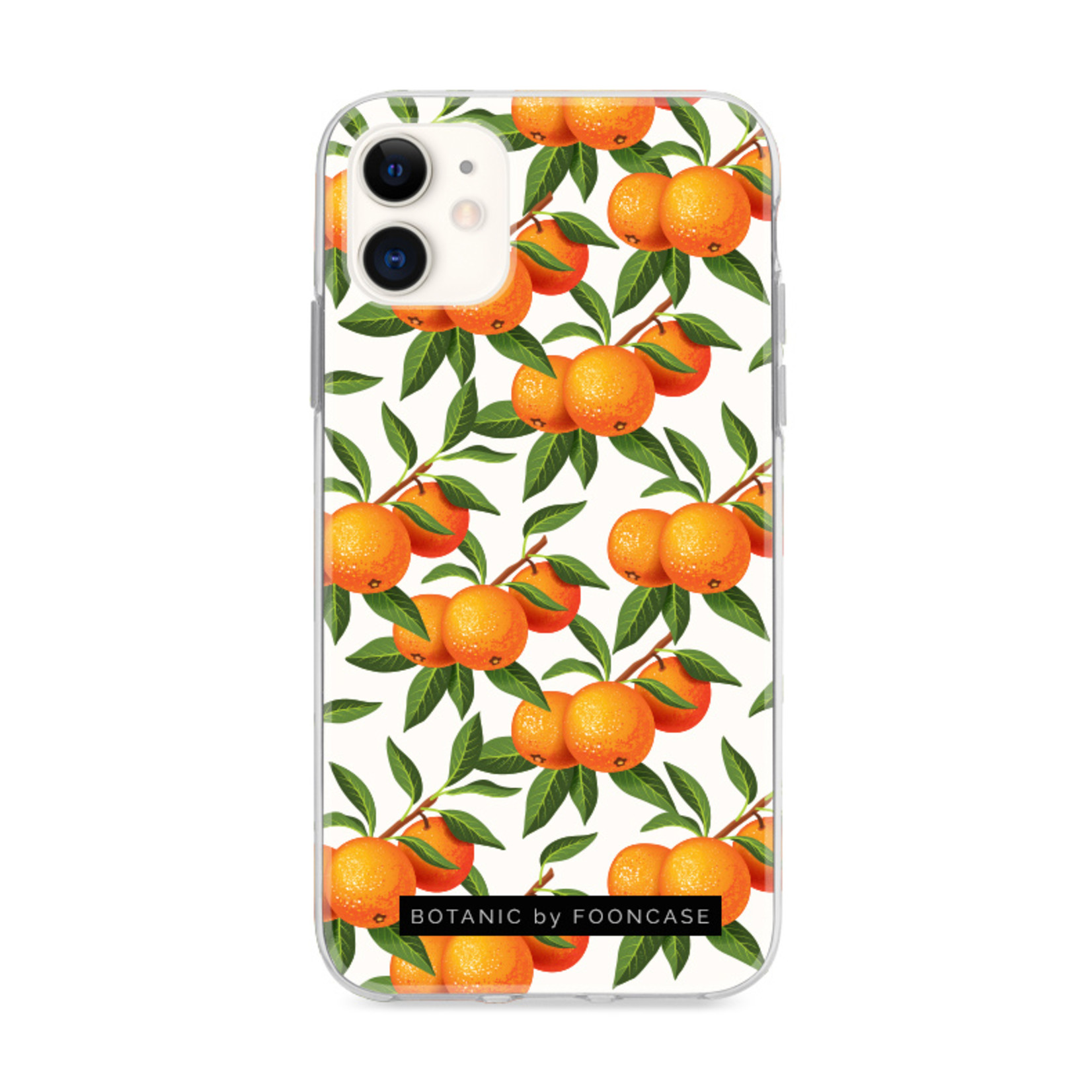 FOONCASE Fooncase Hoesje Geschikt voor iPhone 12 Mini - Shockproof Case - Back Cover / Soft Case - Mandarijn print