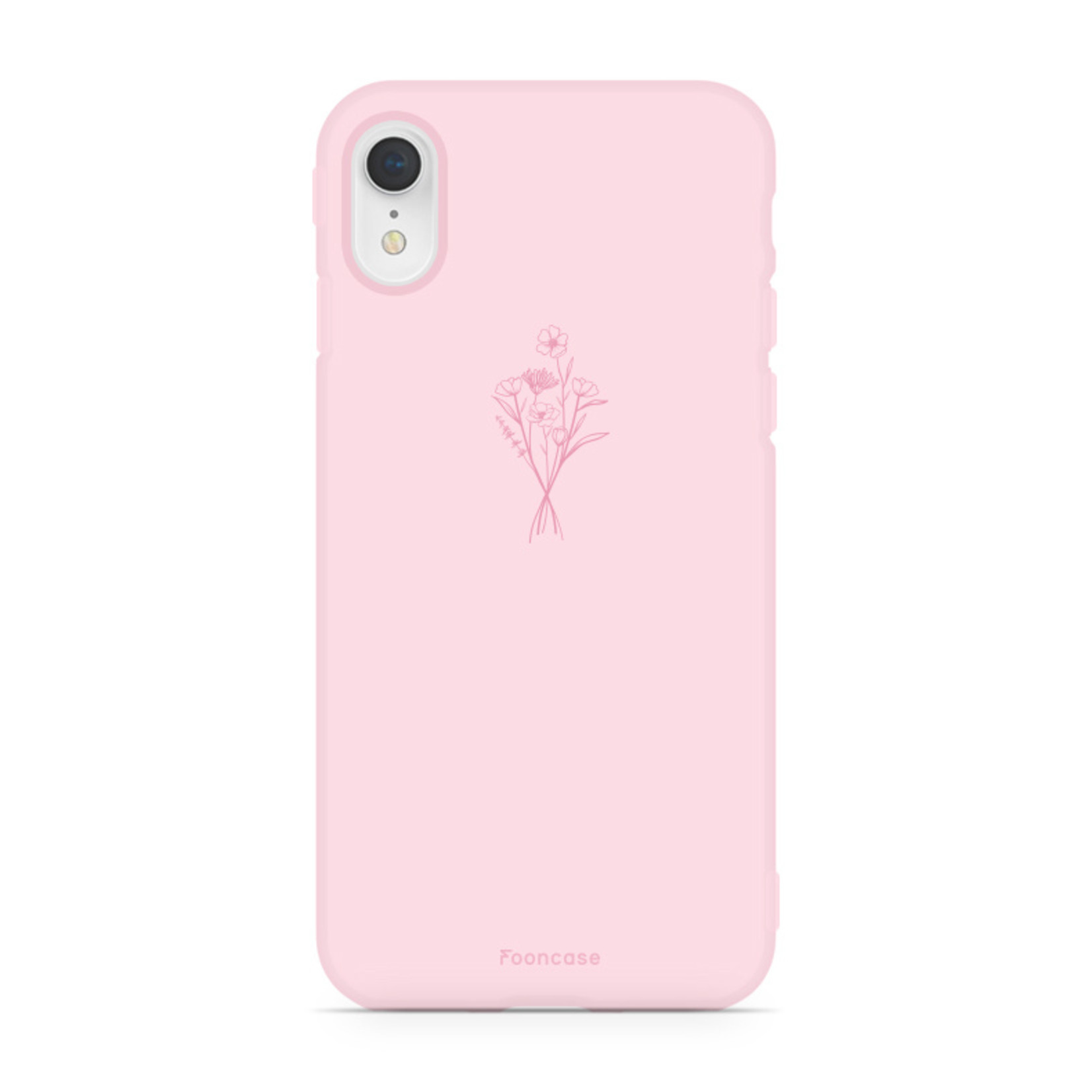 FOONCASE iPhone XR hoesje TPU Soft Case - Back Cover - Roze / veldbloemen