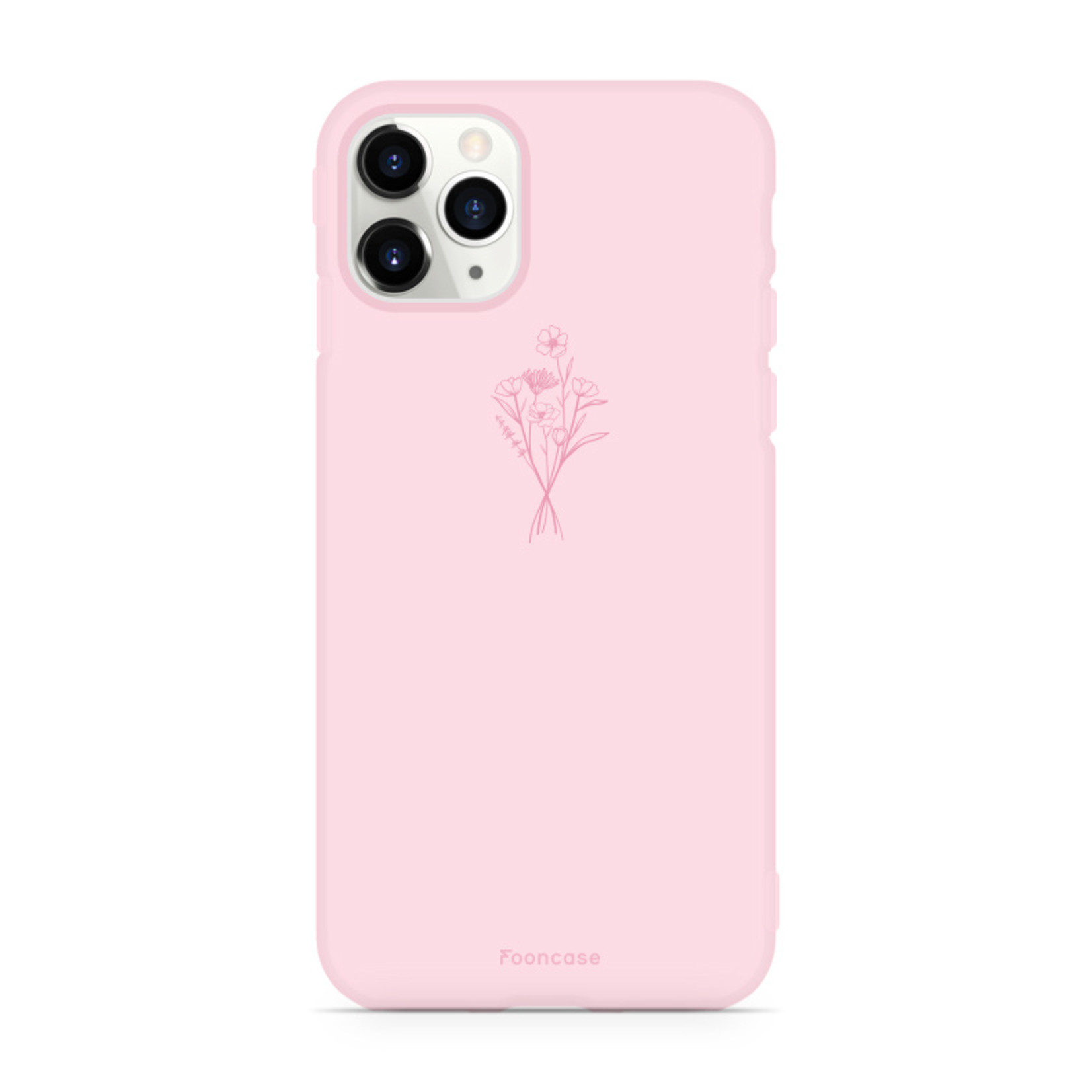 FOONCASE Fooncase Hoesje Geschikt voor iPhone 12 Pro Max - Shockproof Case - Back Cover / Soft Case - Roze / veldbloemen