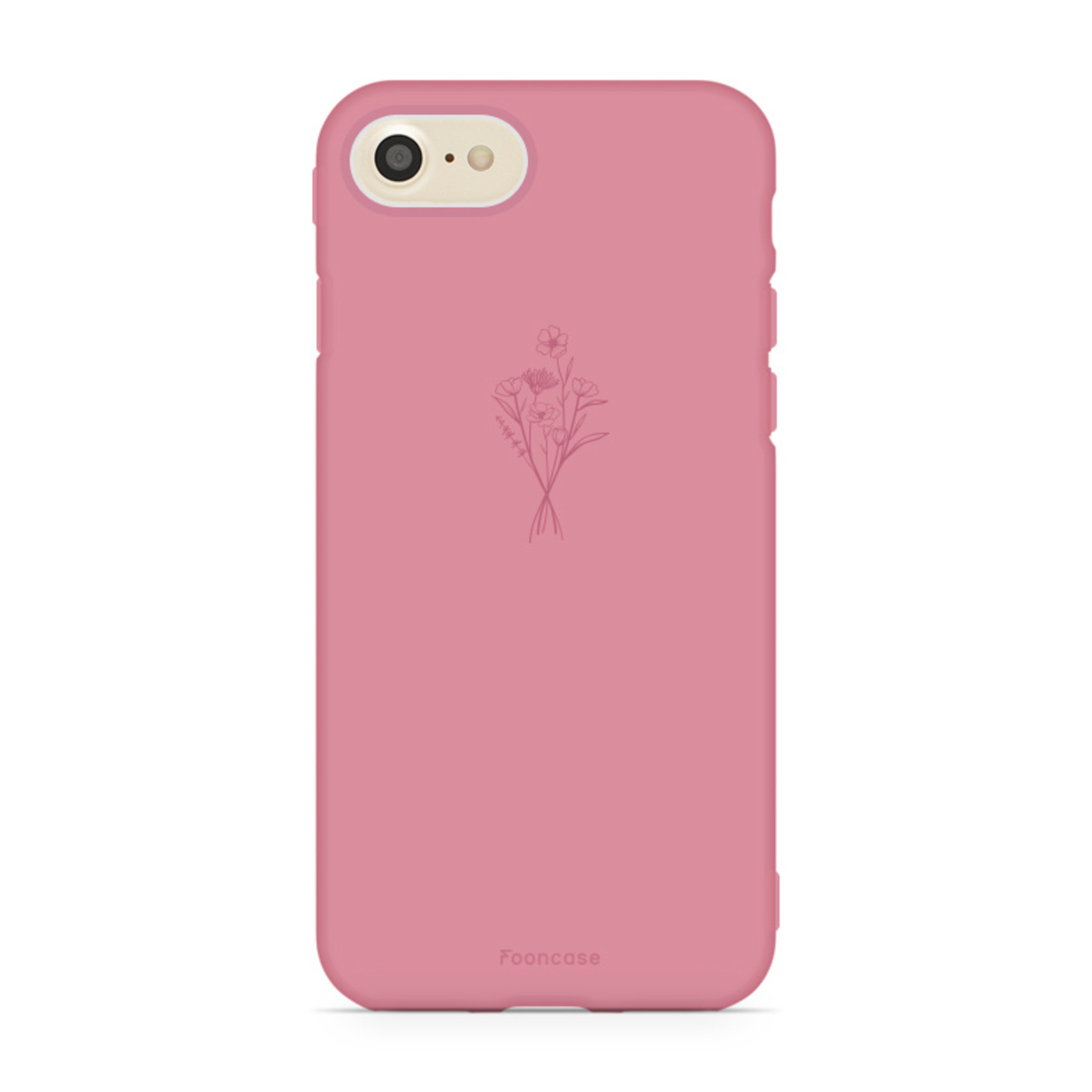 FOONCASE iPhone 8 hoesje TPU Soft Case - Back Cover - Terracotta / veldbloemen