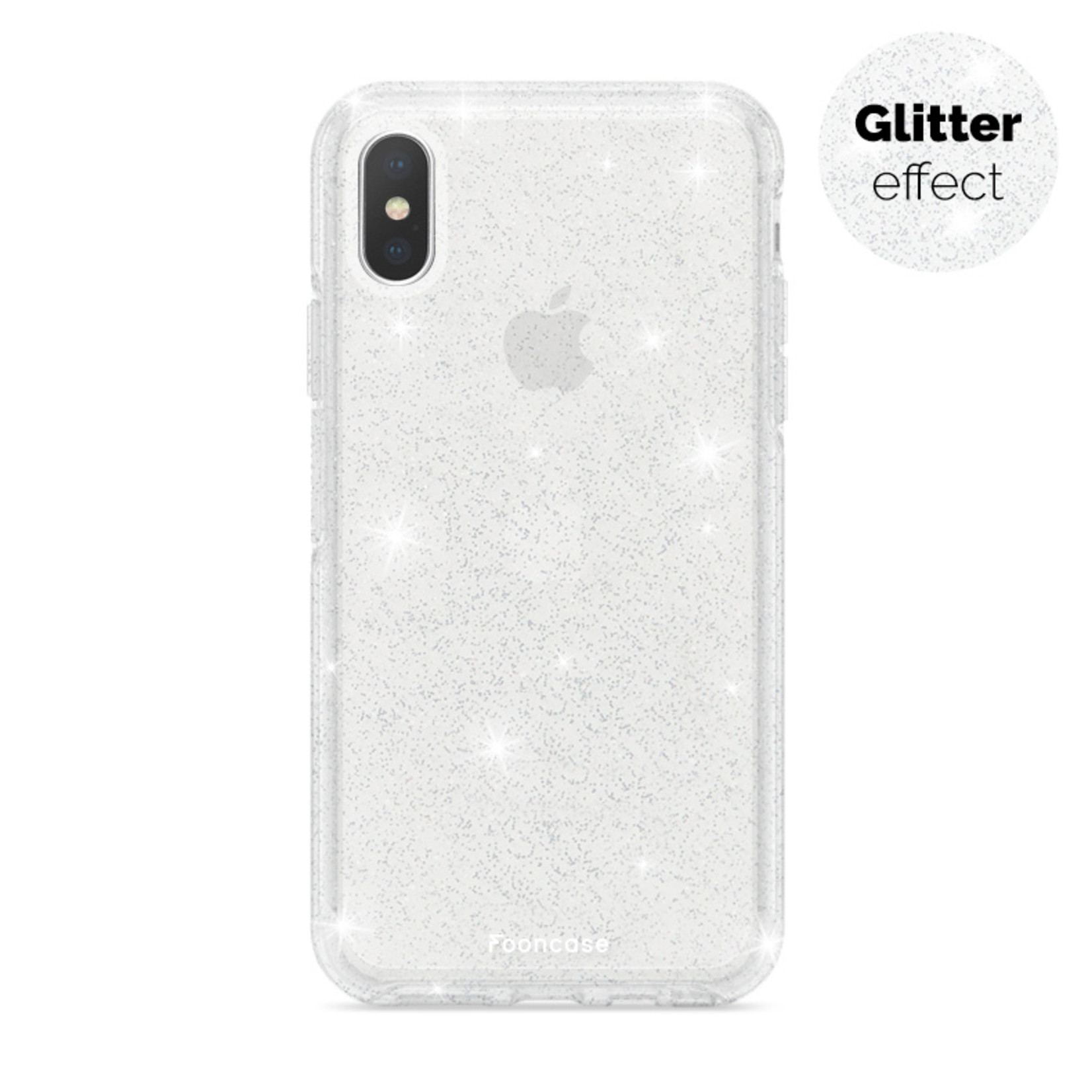 FOONCASE iPhone X hoesje (Glitter case) - Transparant - Hard case - Glamour Clear / Glitters