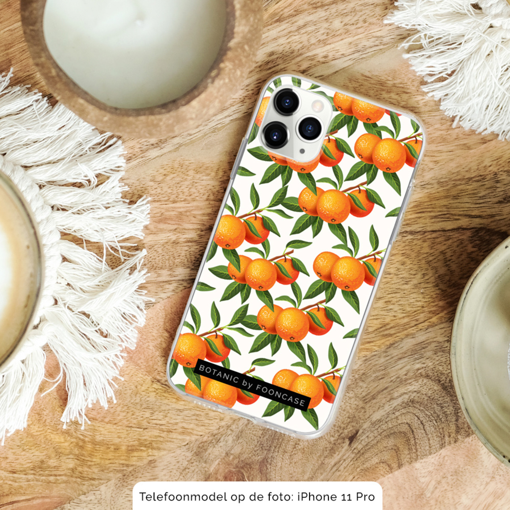 FOONCASE Fooncase Hoesje Geschikt voor iPhone XR - Shockproof Case - Back Cover / Soft Case - Mandarijn print