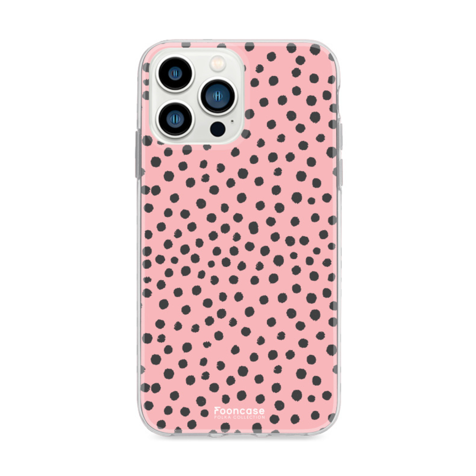 FOONCASE iPhone 13 Pro Max hoesje TPU Soft Case - Back Cover - POLKA / Stipjes / Stippen / Roze