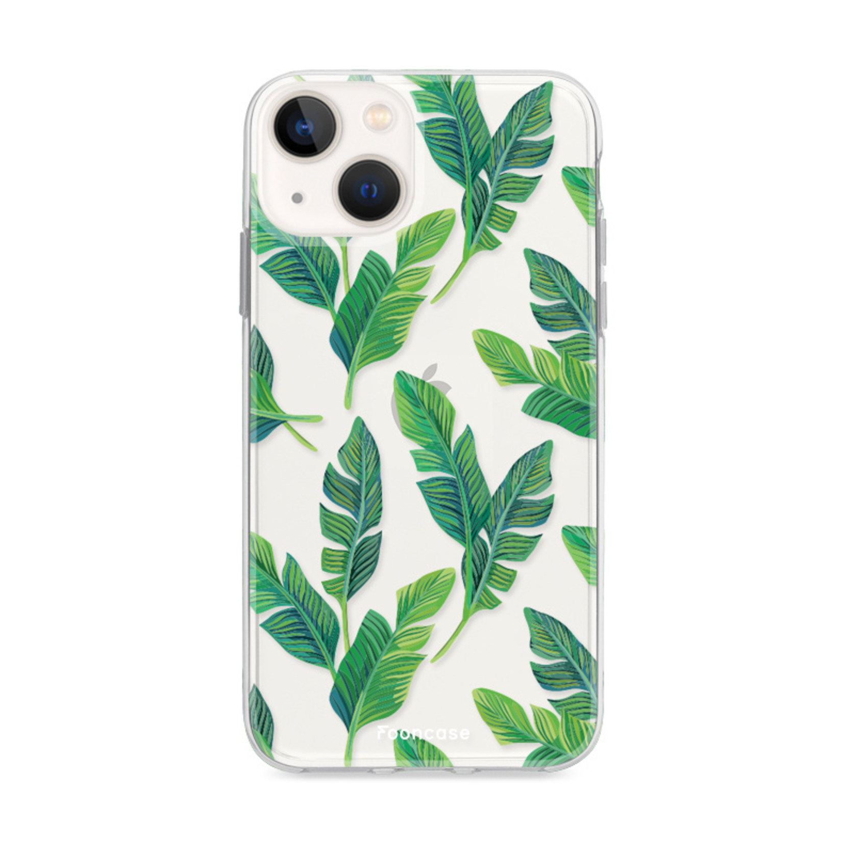 FOONCASE iPhone 13 hoesje TPU Soft Case - Back Cover - Banana leaves / Bananen bladeren