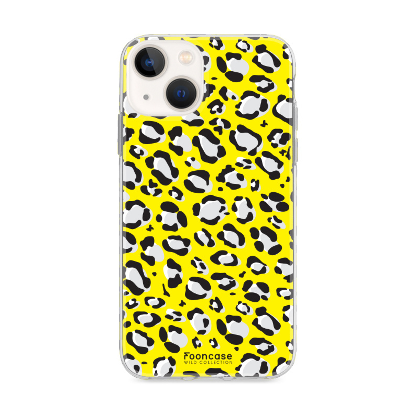 FOONCASE iPhone 13 Mini hoesje TPU Soft Case - Back Cover - Luipaard / Leopard print / Geel