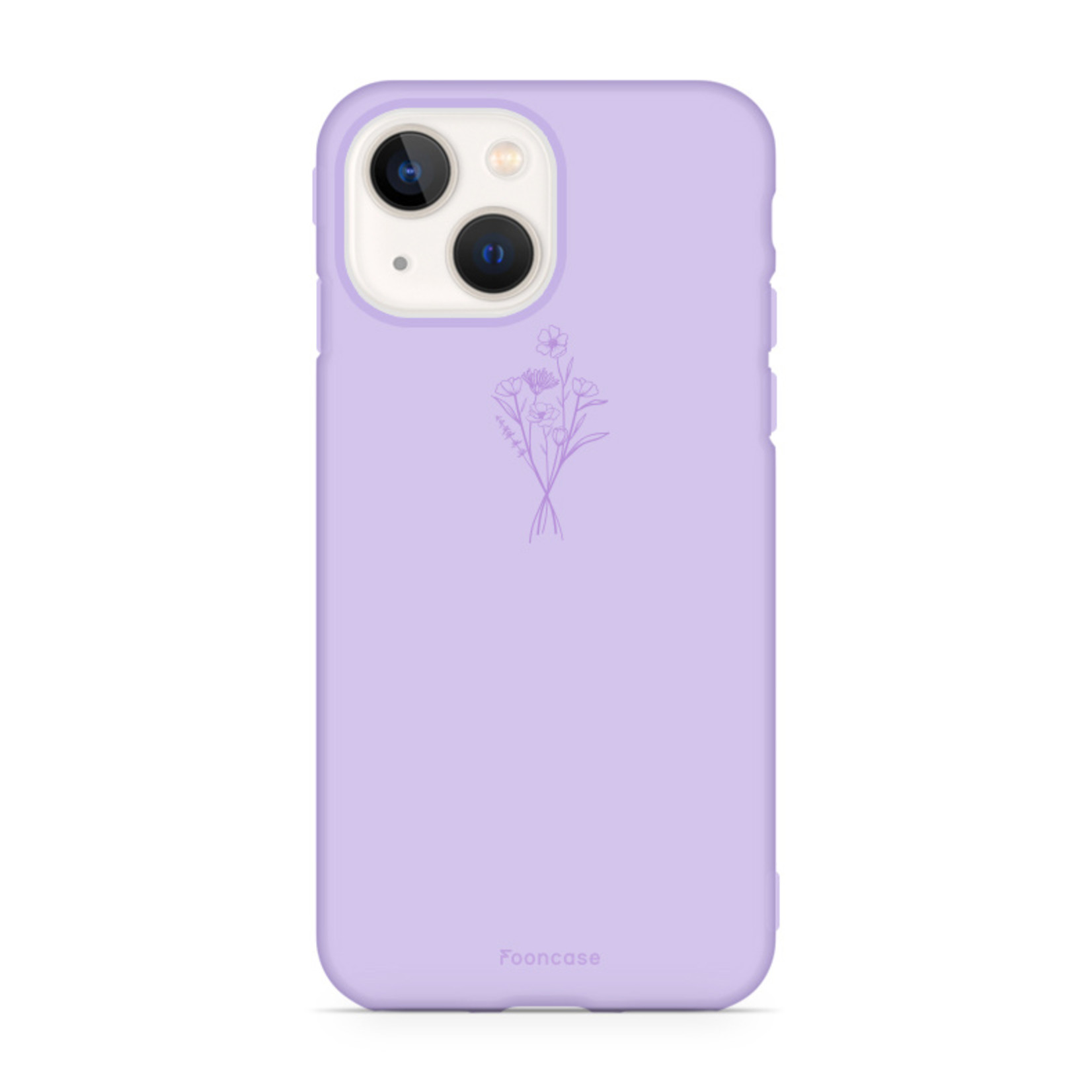 FOONCASE iPhone 13 hoesje TPU Soft Case - Back Cover - Lila / veldbloemen