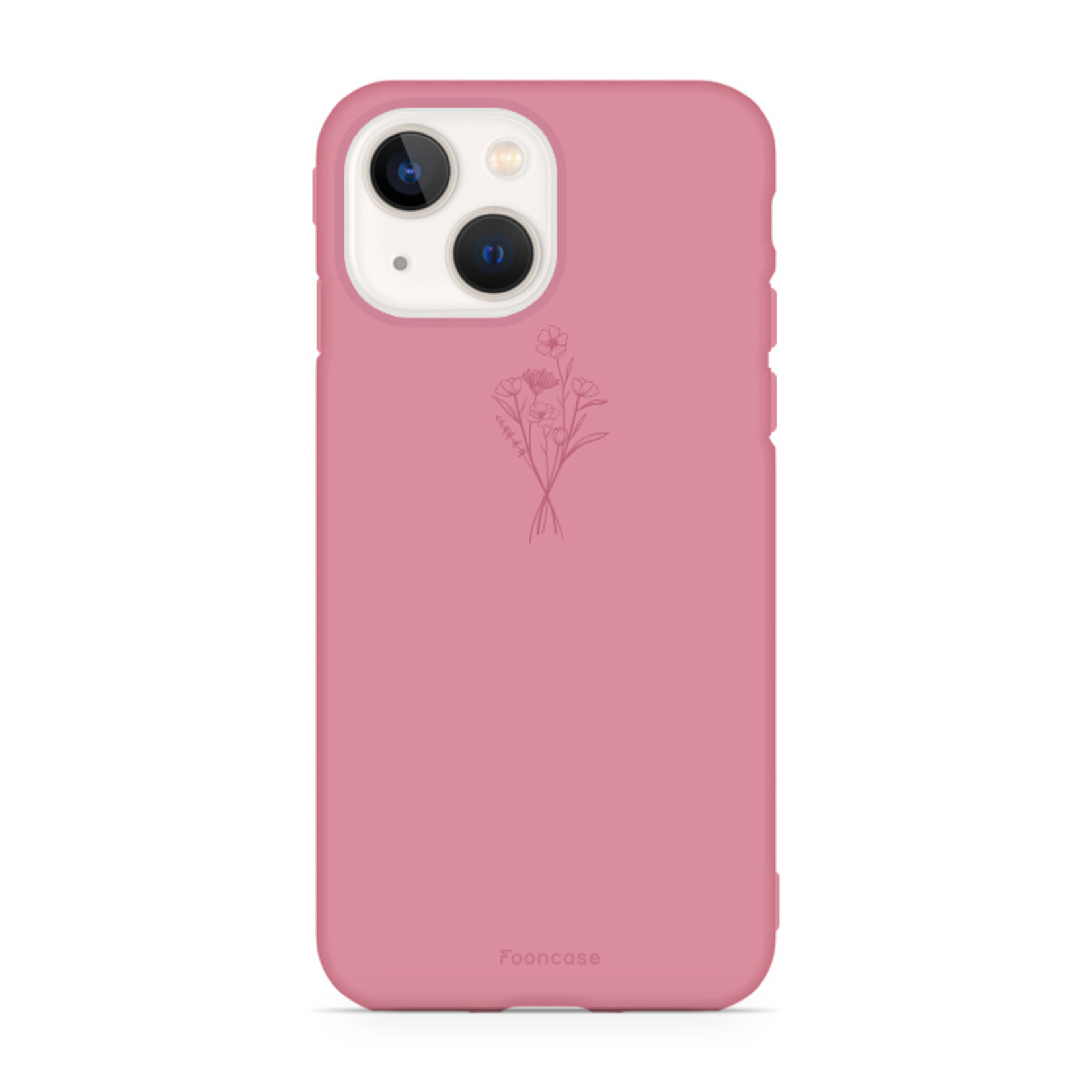 FOONCASE iPhone 13 Mini hoesje TPU Soft Case - Back Cover - Terracotta / veldbloemen