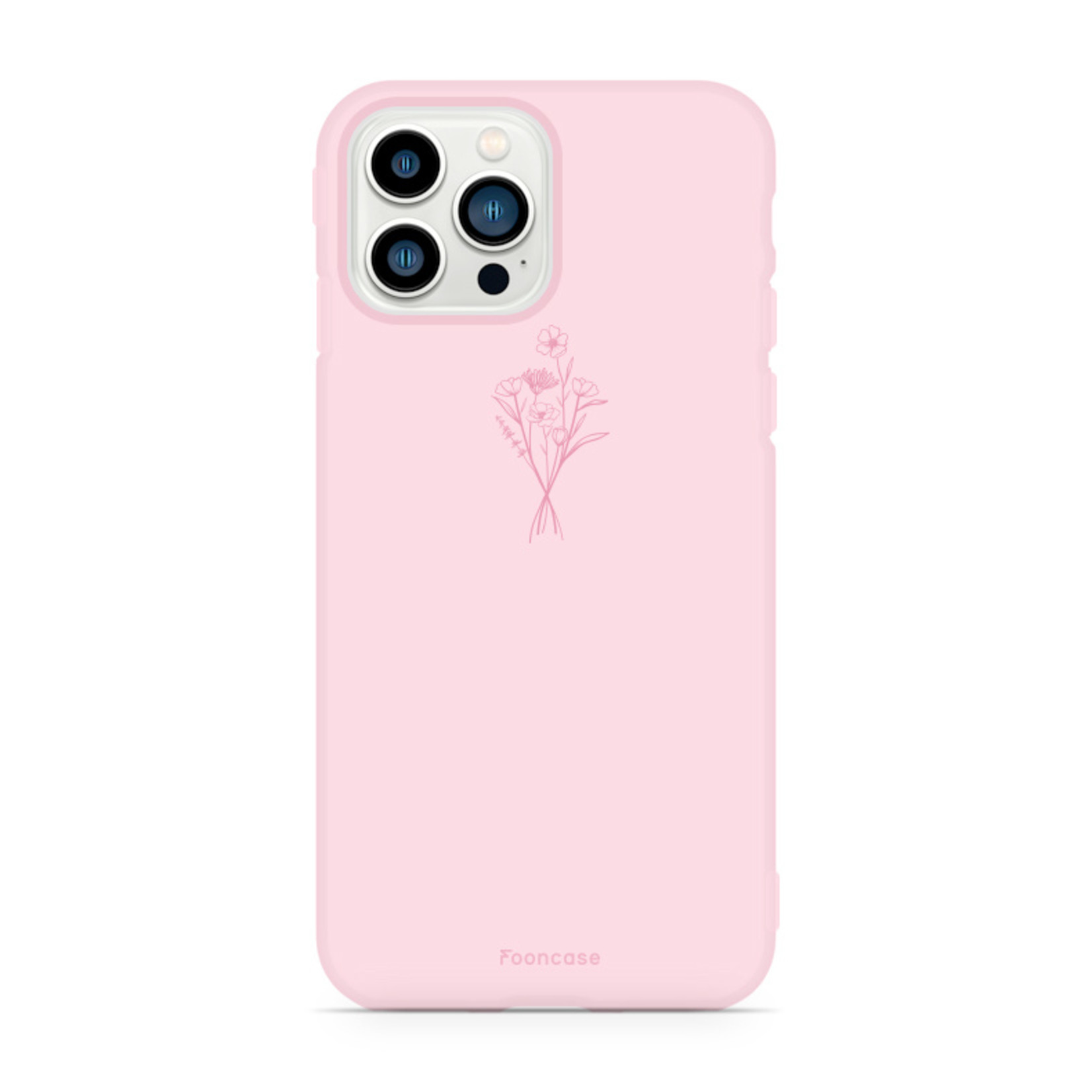 FOONCASE iPhone 13 Pro hoesje TPU Soft Case - Back Cover - Roze / veldbloemen