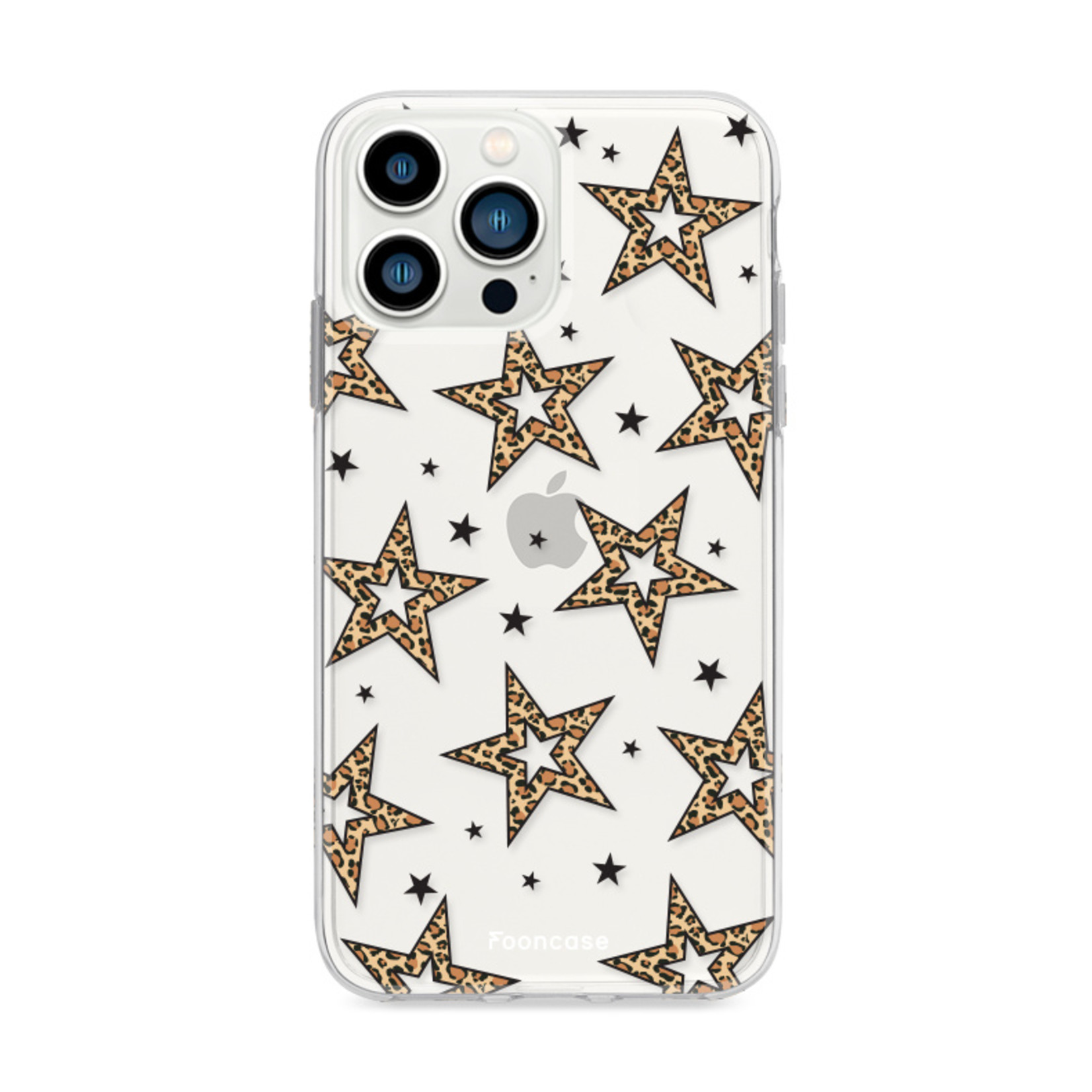 Fooncase Hoesje Geschikt voor iPhone 13 Pro Max - Shockproof Case - Back Cover / Soft Case - Rebell Leopard / Luipaard sterren