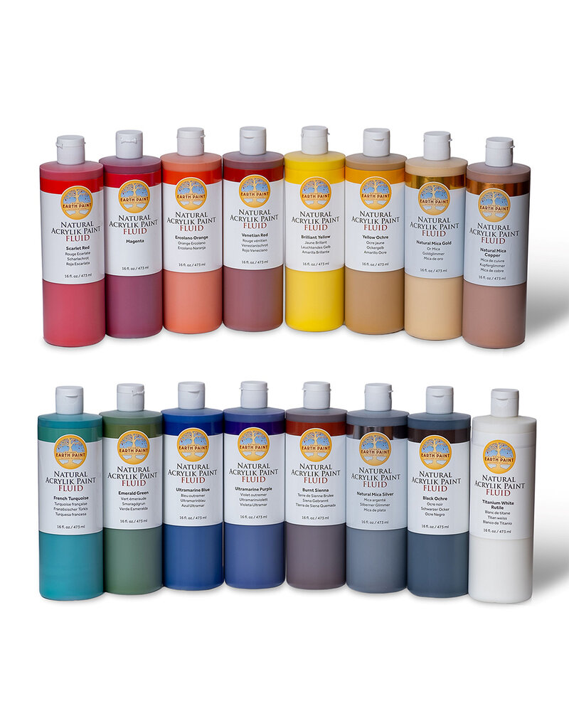 Vloeibare natuurlijke acrylverf per flesje 473 ml