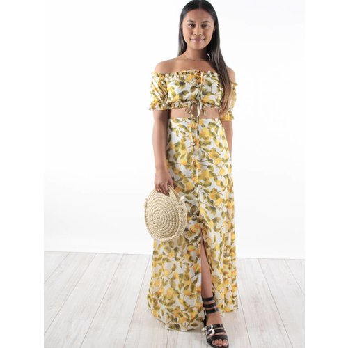 Bisou's project Long skirt lemon white Bisou's project Long skirt lemon white