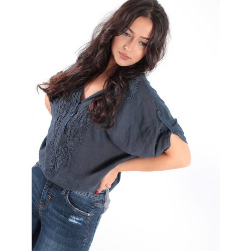 Complimento Blouse Lino D Blue Complimento Blouse Lino D Blue